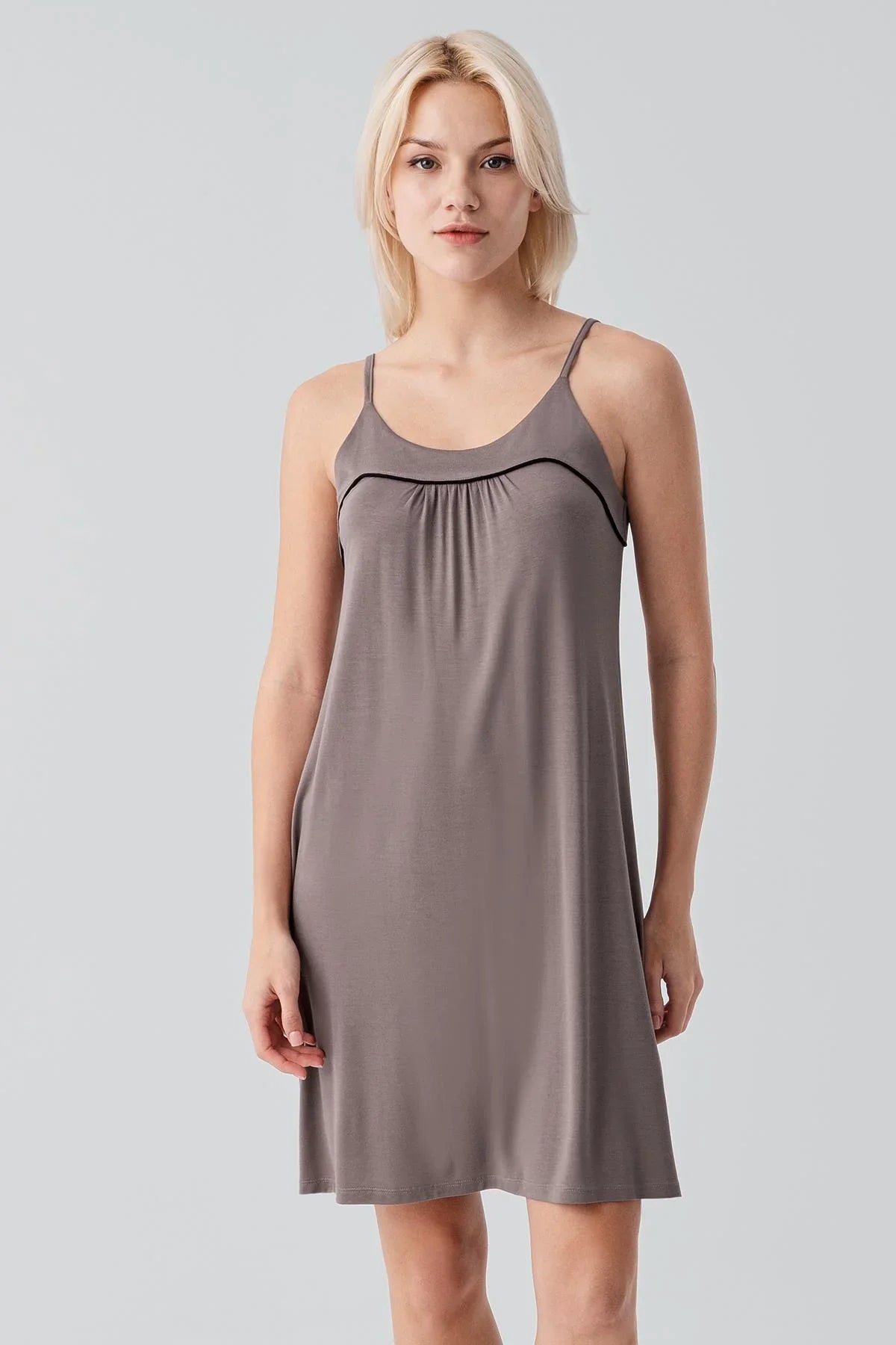 Sleeveless Bias-Cut Short Lycra Flexible Viscose Robe Nightgown Set 19415