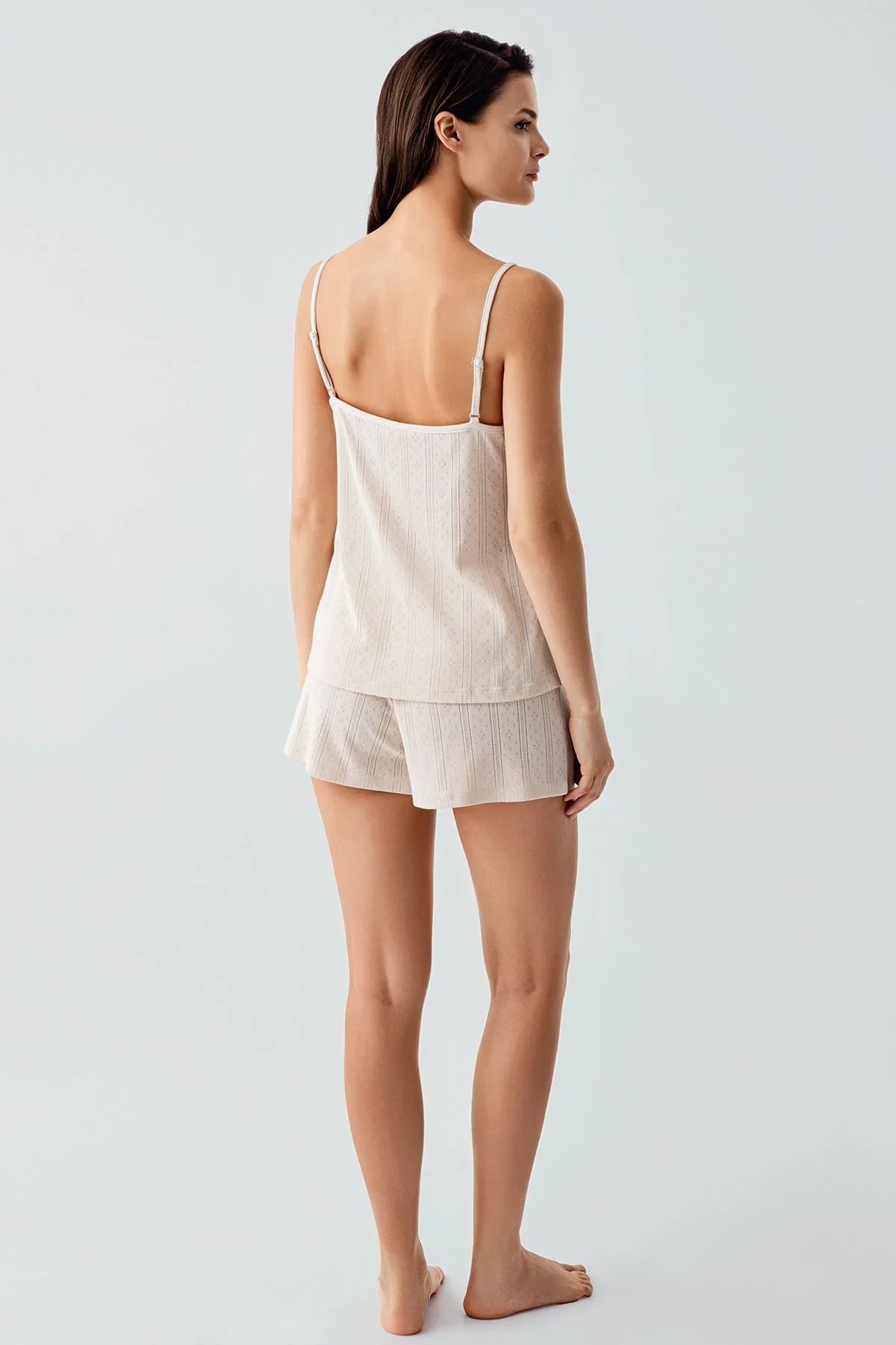 Openwork Suspender Flexible Cotton Shorts Pajama Set 17208