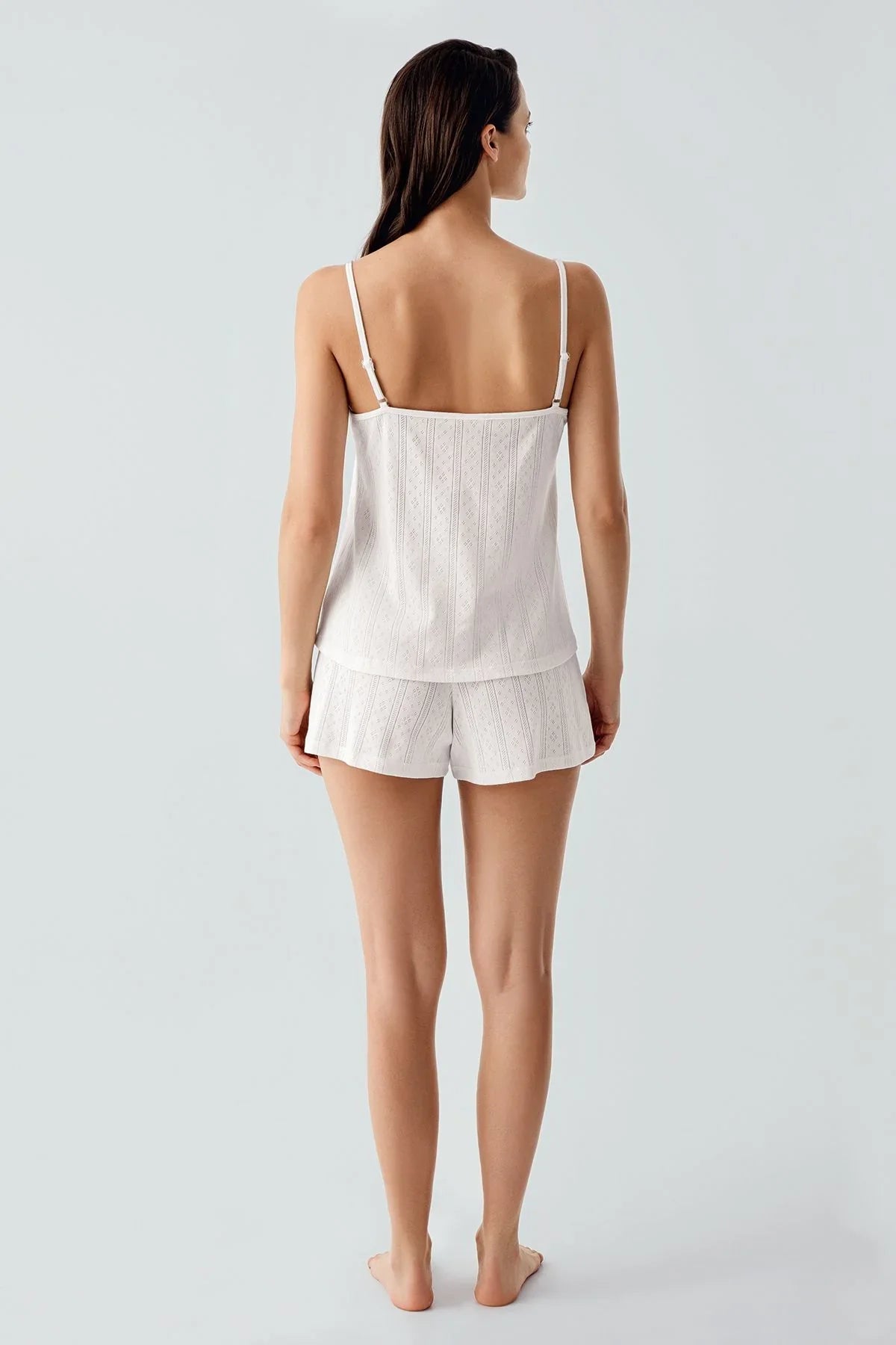 Openwork Suspender Flexible Cotton Shorts Pajama Set 17208