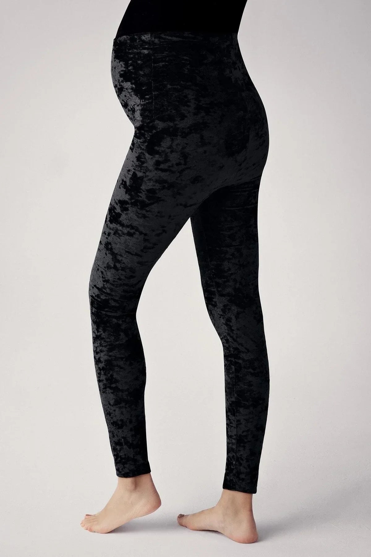 Increase Velvet Black Adjustable Waist Maternity Leggings - T04