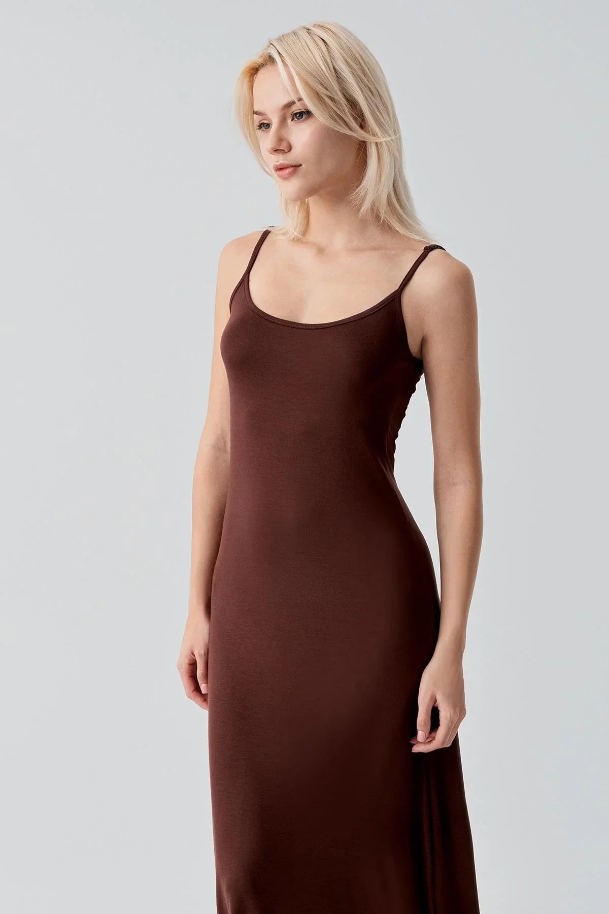 Sleeveless Long Basic Comfortable Daily Lycra Flexible Viscose Soft Dress 19111