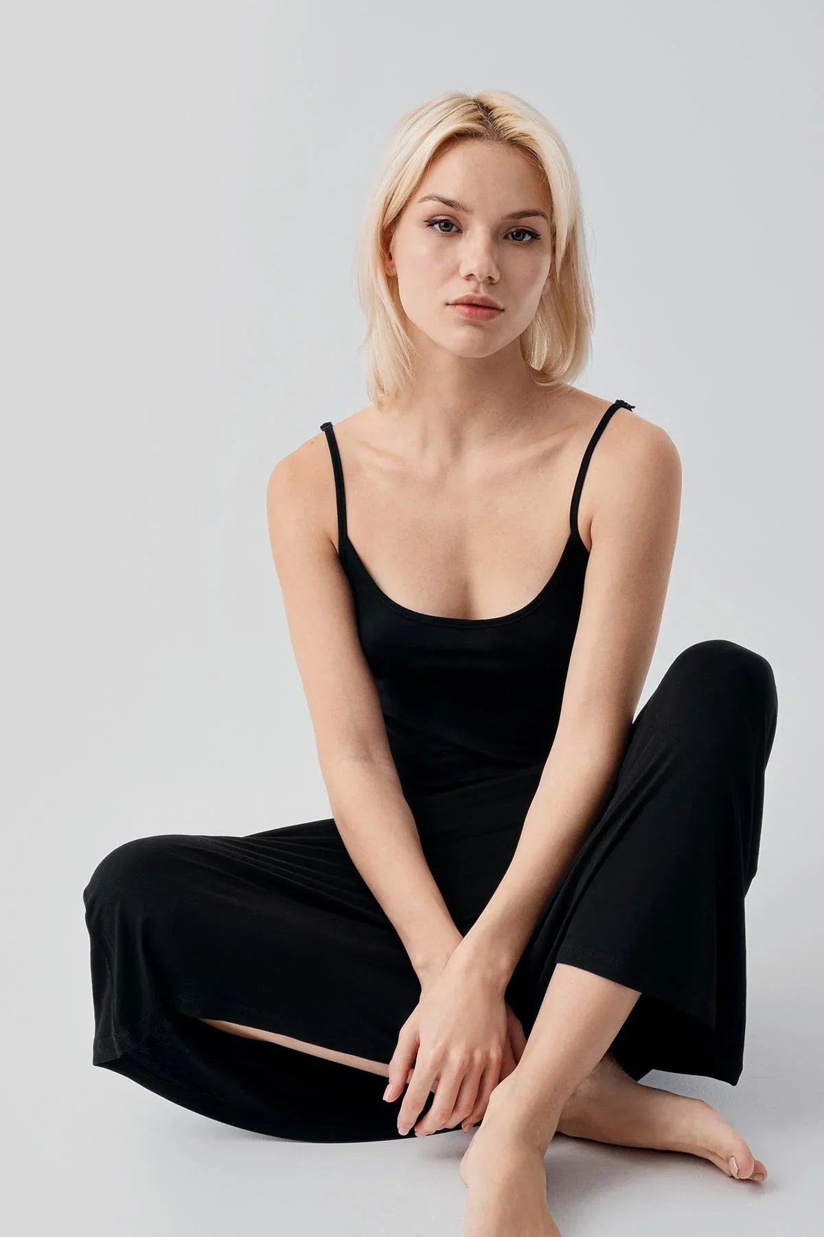 Sleeveless Long Basic Comfortable Daily Lycra Flexible Viscose Soft Dress 19111