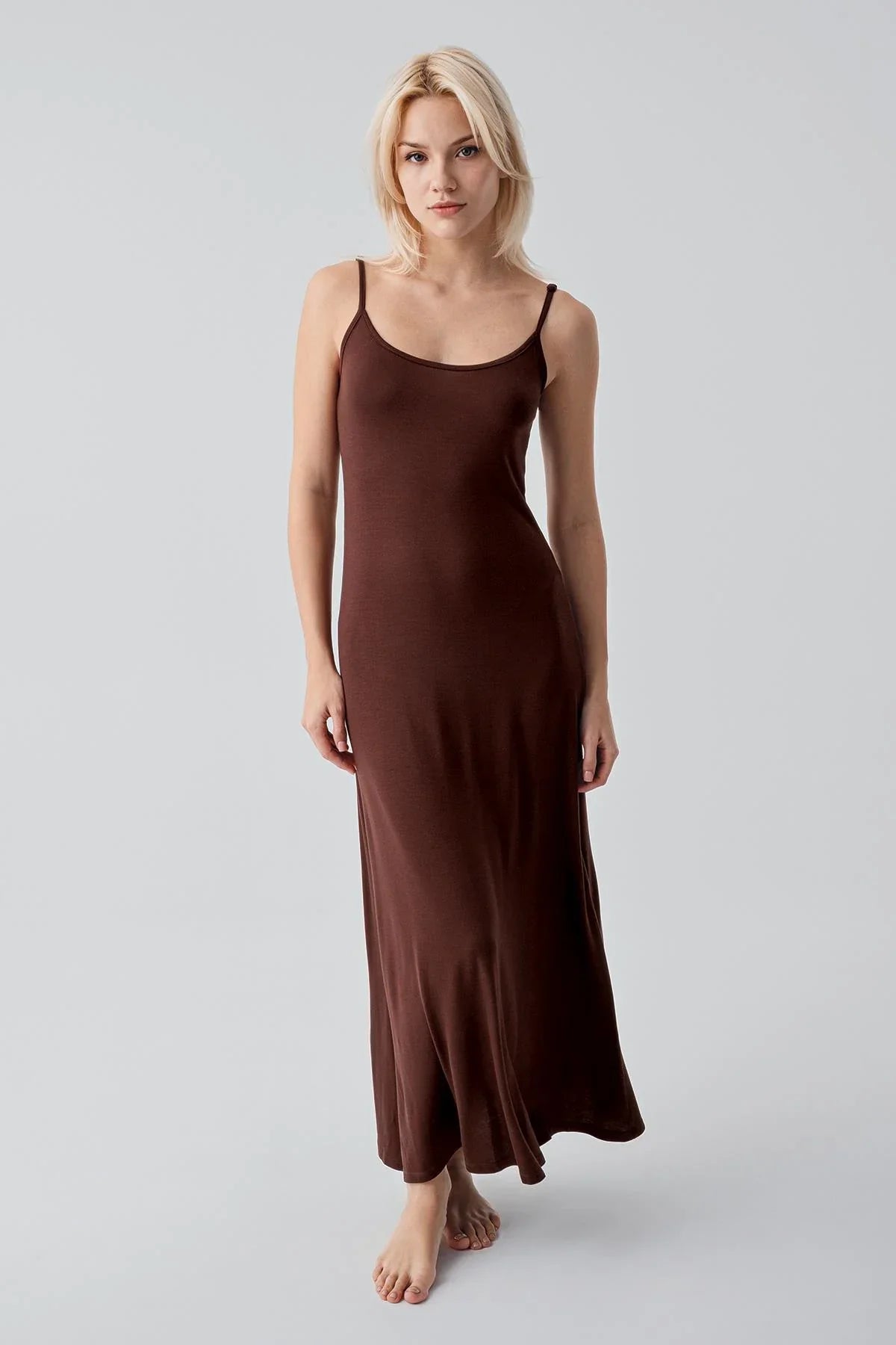 Sleeveless Long Basic Comfortable Daily Lycra Flexible Viscose Soft Dress 19111