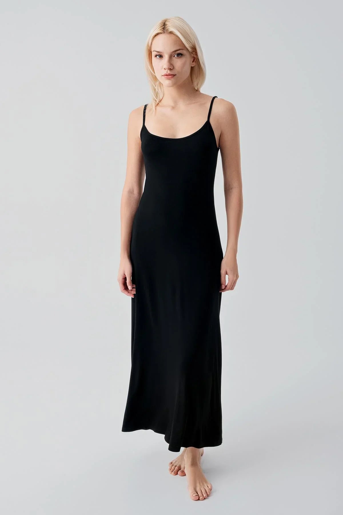 Sleeveless Long Basic Comfortable Daily Lycra Flexible Viscose Soft Dress 19111
