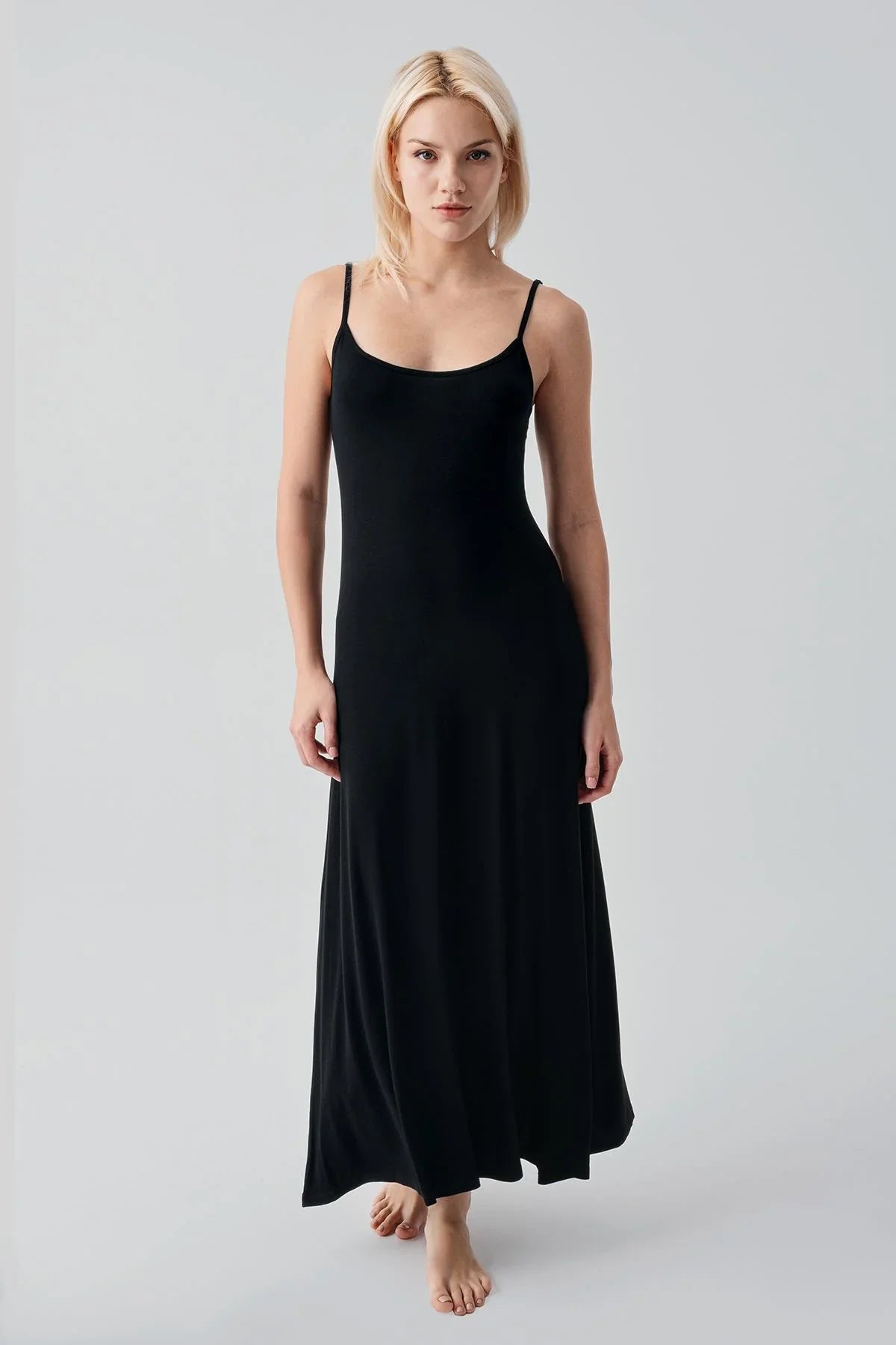 Sleeveless Long Basic Comfortable Daily Lycra Flexible Viscose Soft Dress 19111