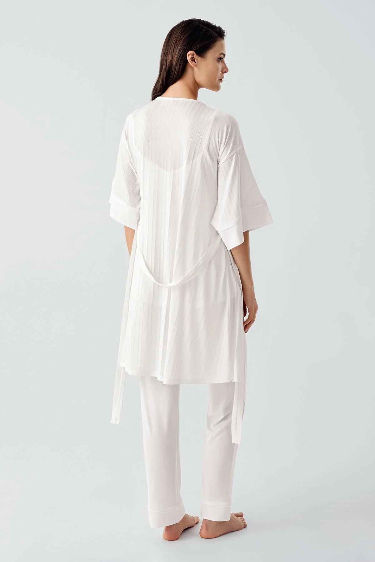 Askılı Esnek Viskoz Hamile Sabahlık Pijama Takım 17301 - Artış Collection
