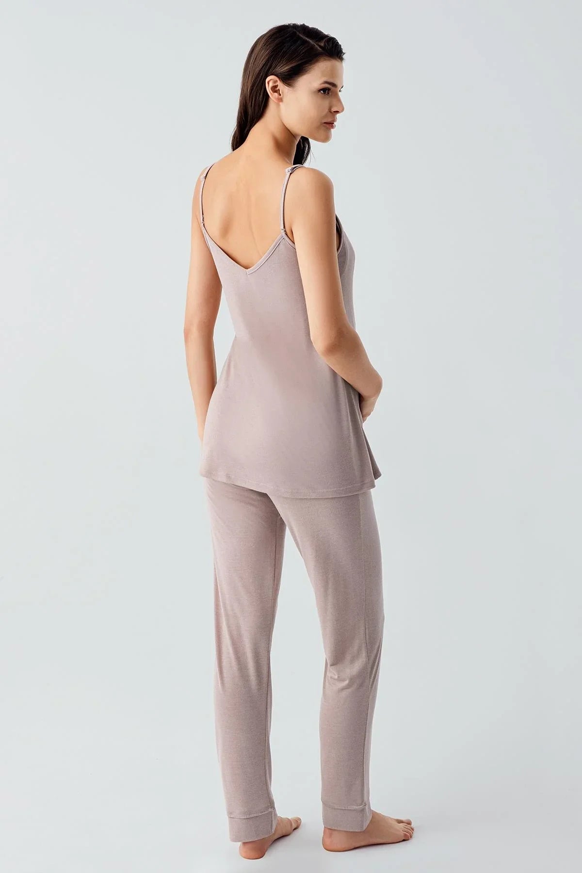 Askılı Esnek Viskoz Hamile Sabahlık Pijama Takım 17301