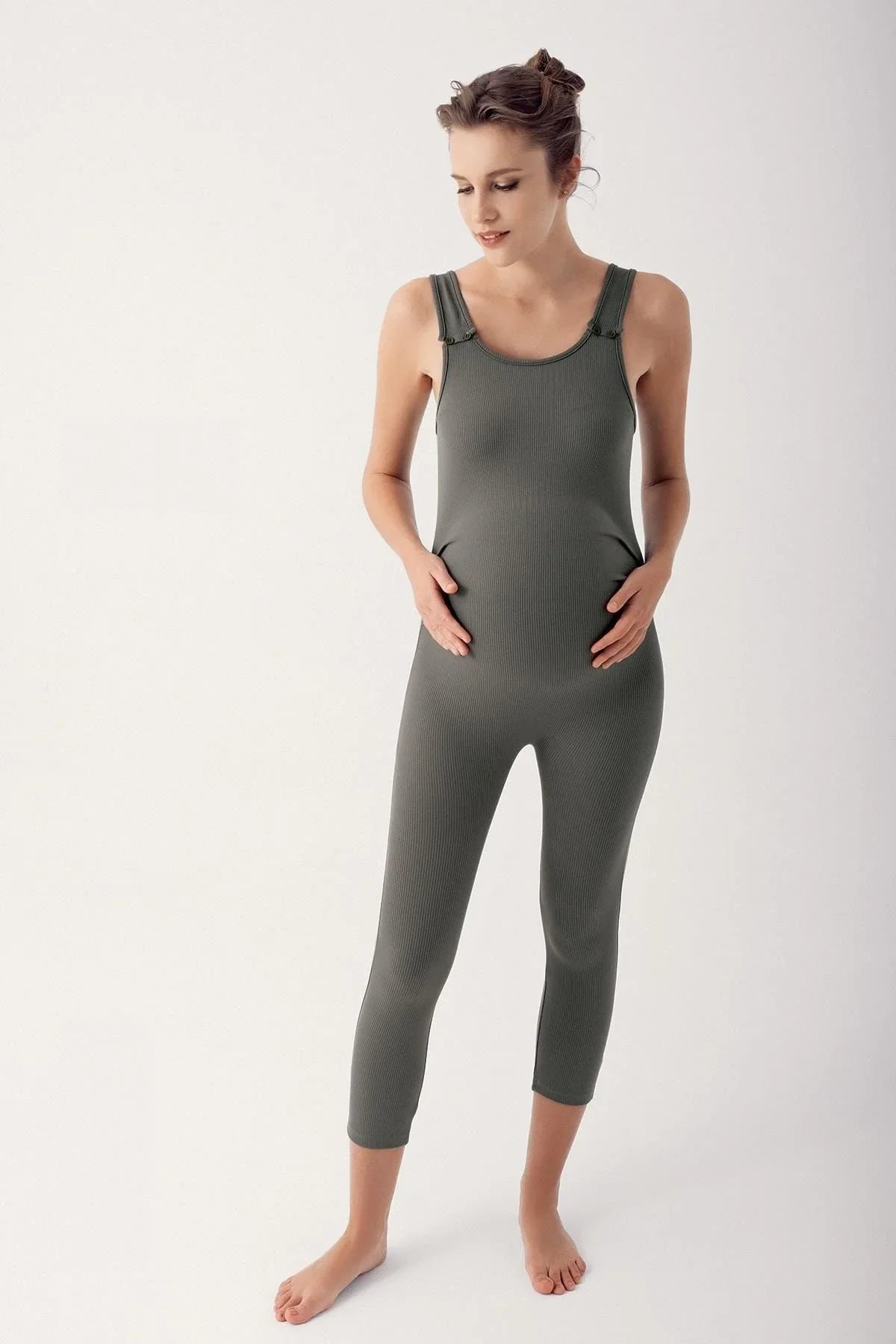 Askılı Fitilli Likralı Emzirme Detaylı Hamile Tulum FT01