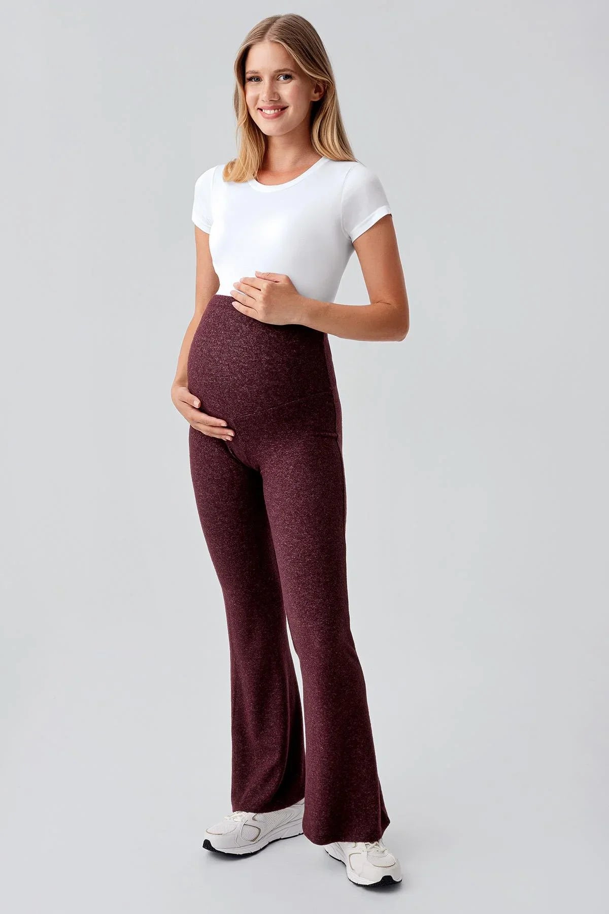 Ayarlanabilir Yüksek Bel Esnek Yumuşak Dokulu Viskoz Karışımlı Hamile Pantolonu HP02 - Artış Collection
