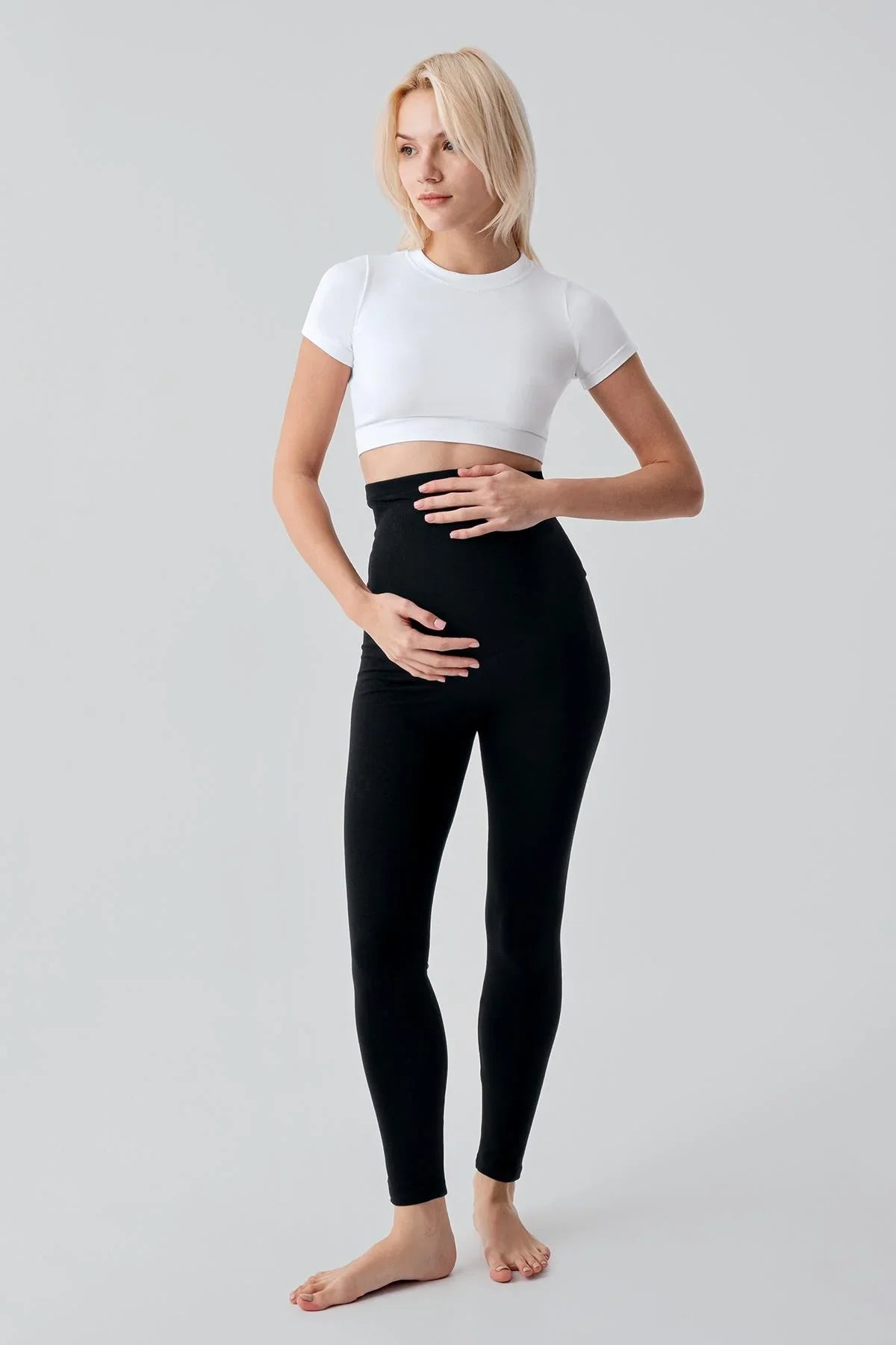 Adjustable High Waist Long Lycra Stretch Cotton Maternity Leggings T28