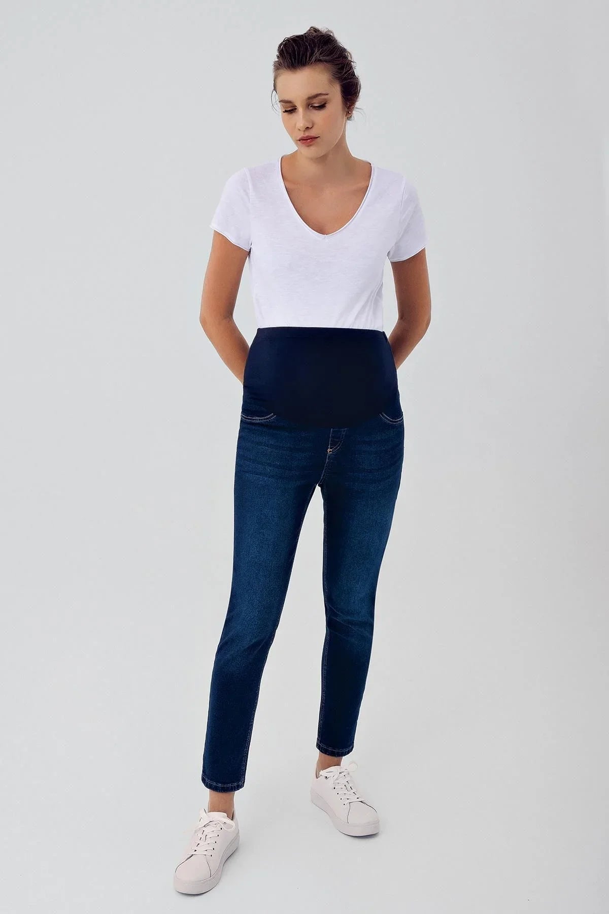 Boyfriend Esnek Likralı Beli Ayarlanabilir Hamile Jean Pantolon J01