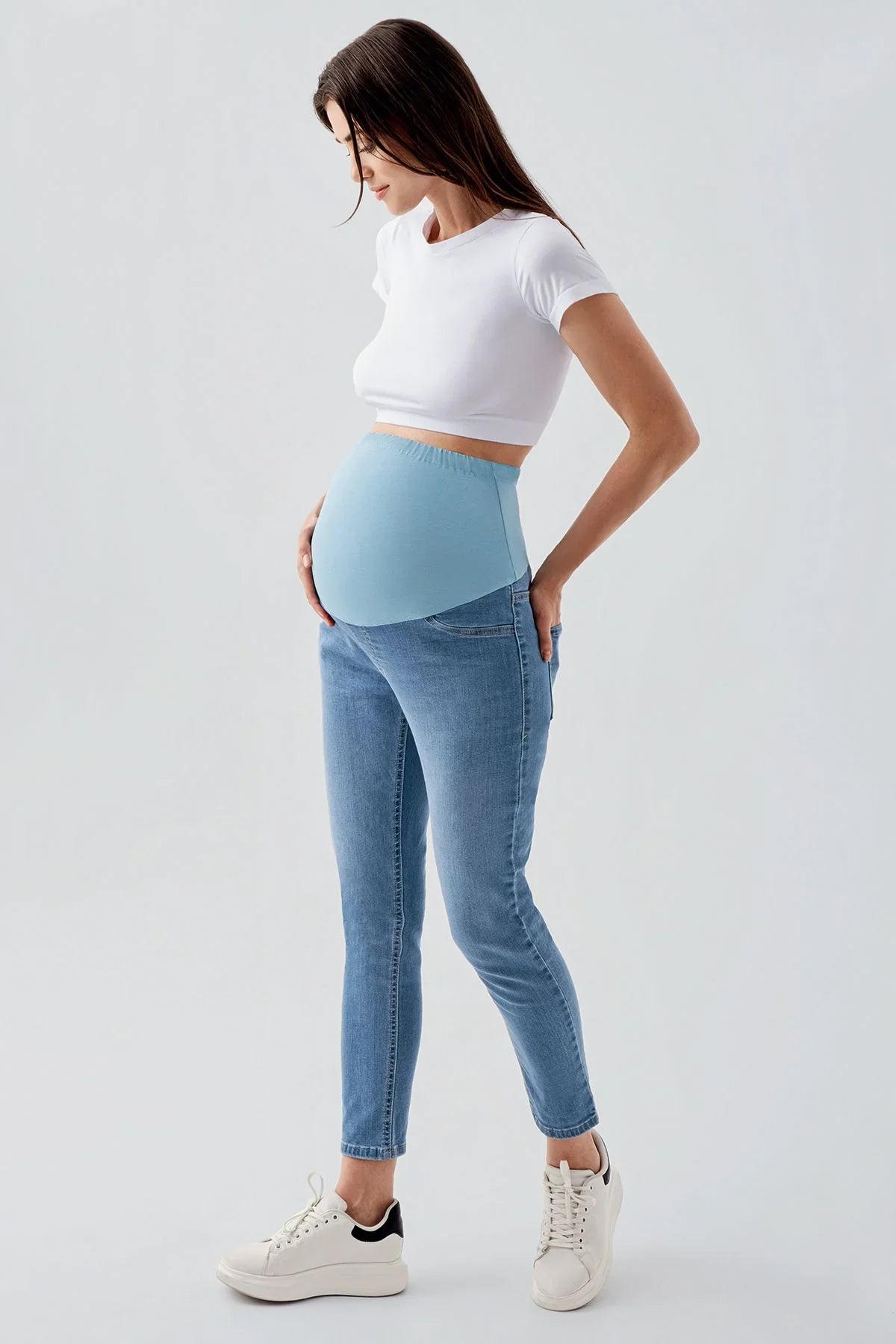 Boyfriend Esnek Likralı Beli Ayarlanabilir Hamile Jean Pantolon J01