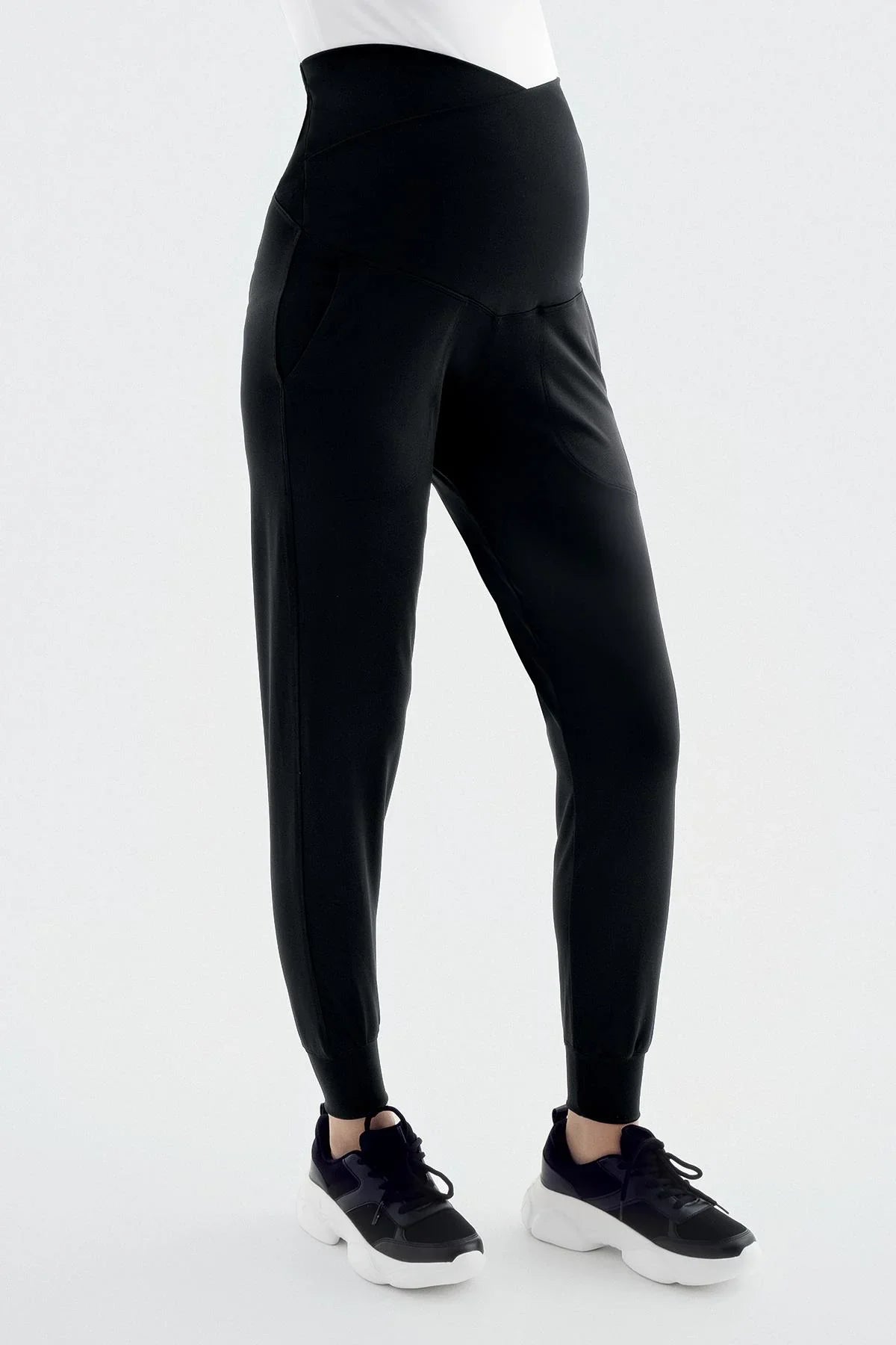 Çapraz Kemer Yüksek Bel Cepli Hamile Jogger Eşofman Altı E03