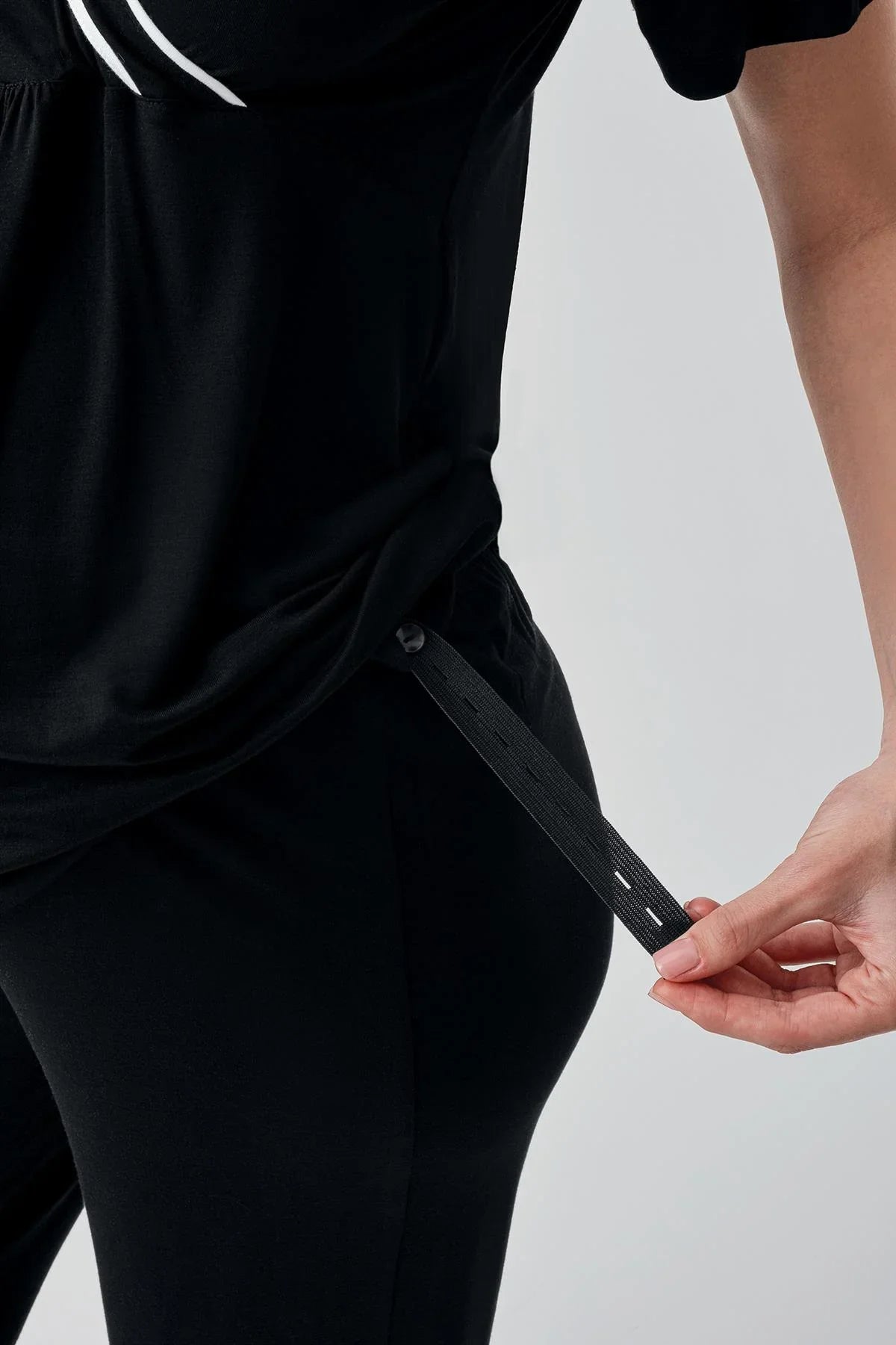 Kısa Kollu Emzirme Bölmeli Ayarlanabilir Bel Esnek Likralı Viskoz Soft Hamile Pijama Takım 19317