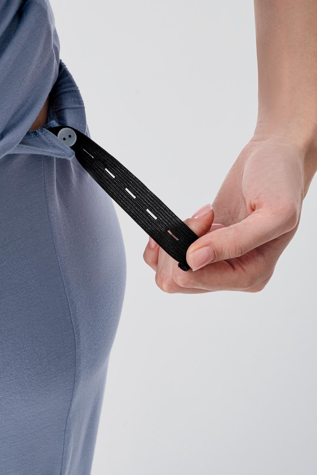 Kısa Kollu Emzirme Bölmeli Ayarlanabilir Bel Esnek Likralı Viskoz Soft Hamile Pijama Takım 19317