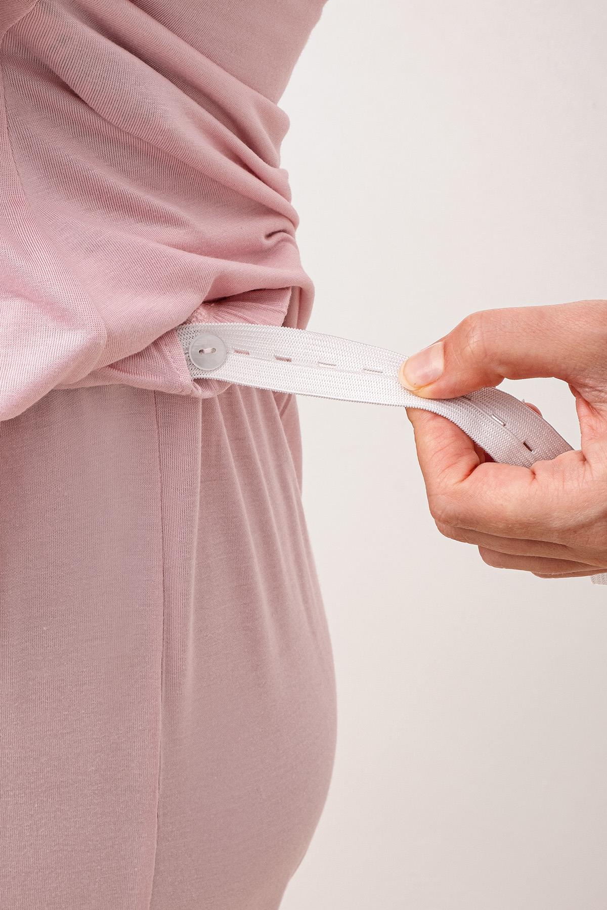 Uzun Kollu Dantelli Likralı Viskoz Hamile Sabahlık Pijama Takım 20301