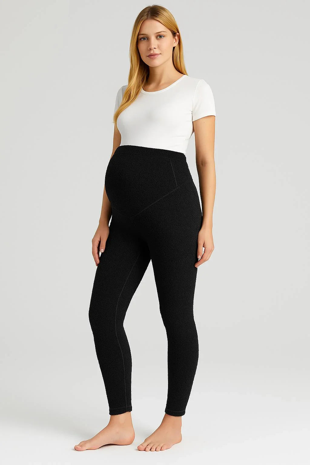 Dışı Peluşlu Extra Kalın Esnek Beli Ayarlanabilir Kışlık Termal Hamile Tayt T26