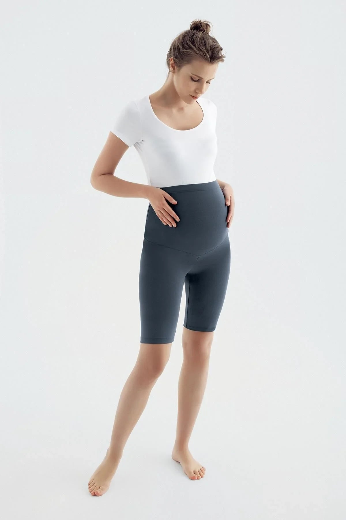 Above Knee Biker Flexible Adjustable Waist Maternity Tights T12