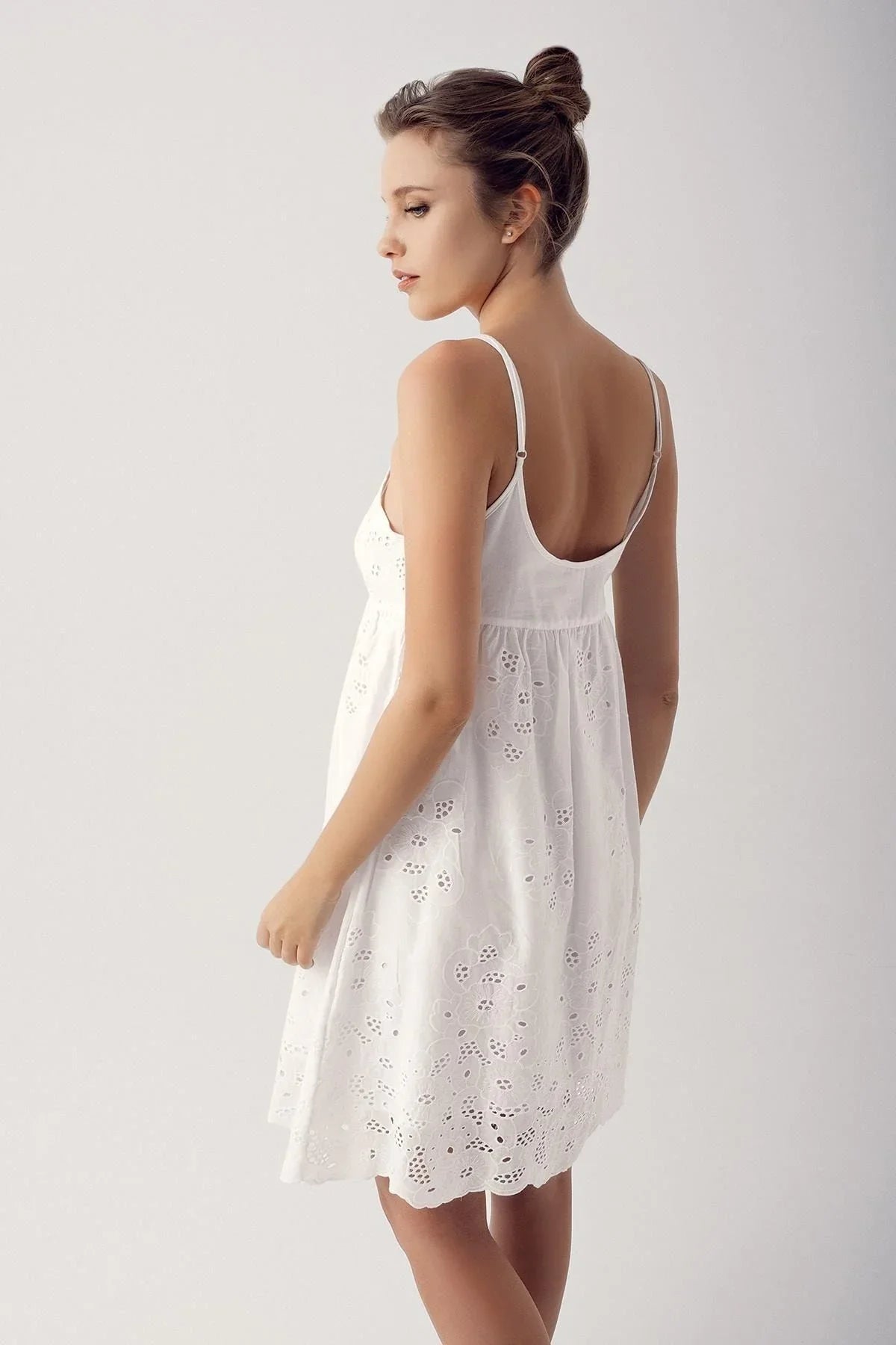 Dokuma Pamuklu Askılı Gecelik Sabahlık Takım 14408