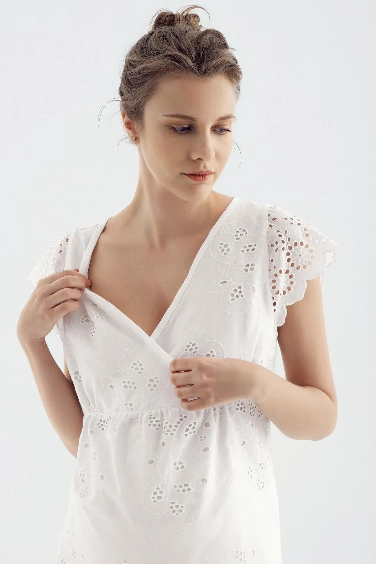 Dokuma Pamuklu Kısa Kol Hamile Pijama Takım 14213