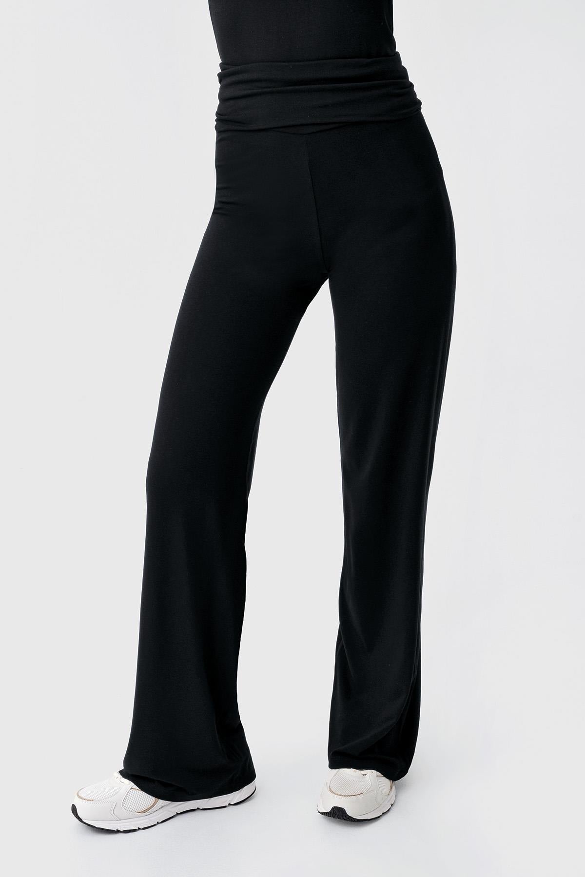 Düz Paça Katlanan Bel Esnek Viskoz Pantolon VTP01