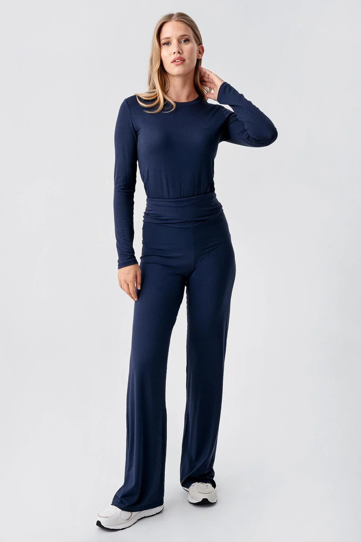 Düz Paça Katlanan Bel Esnek Viskoz Pantolon VTP01 - Artış Collection