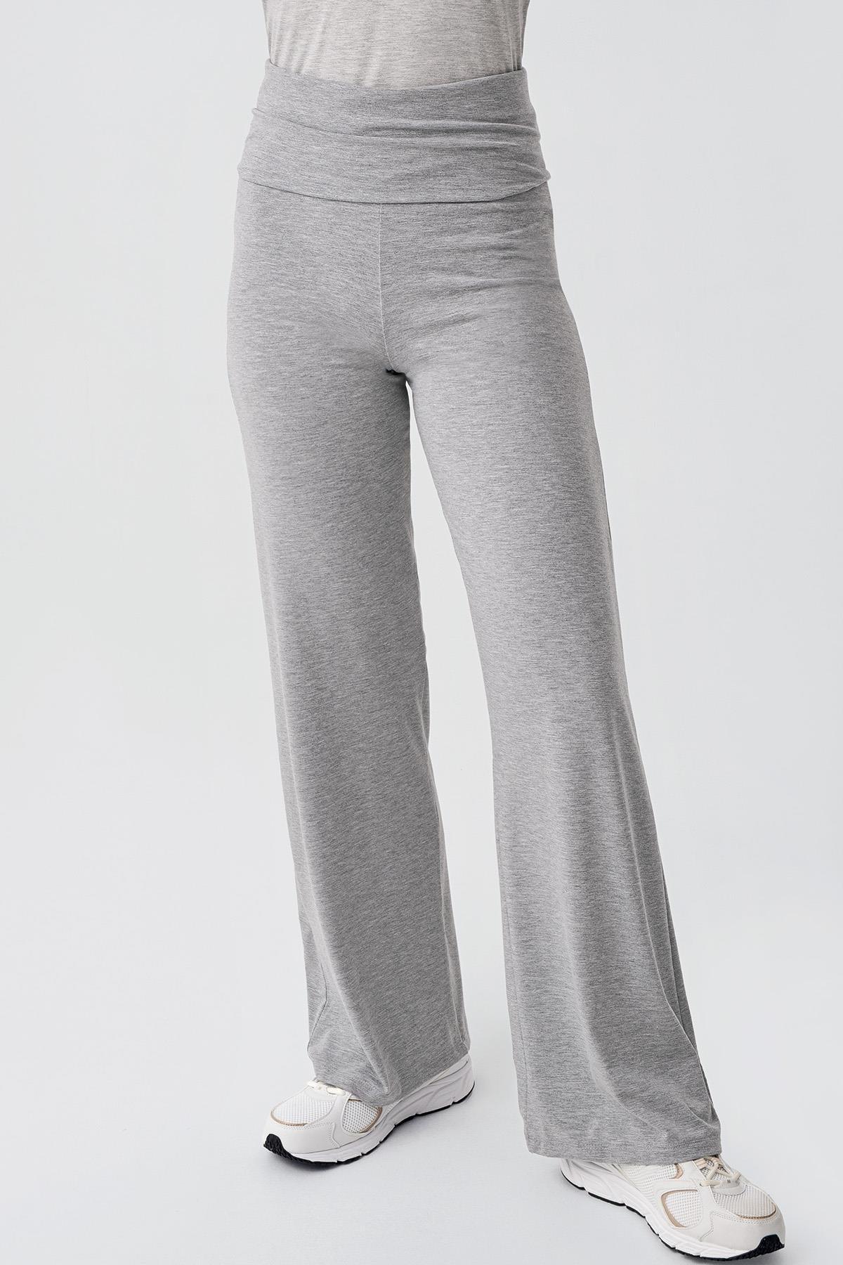 Düz Paça Katlanan Bel Esnek Viskoz Pantolon VTP01 - Artış Collection