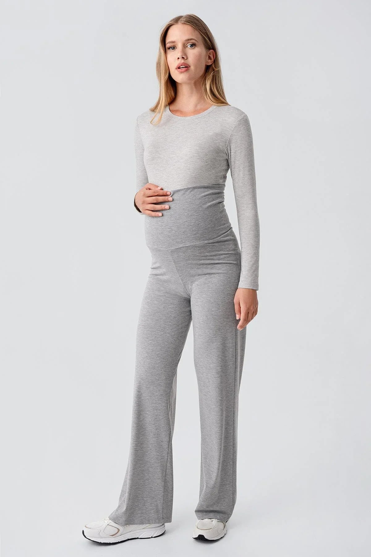 Düz Paça Katlanan Bel Esnek Viskoz Pantolon VTP01 - Artış Collection