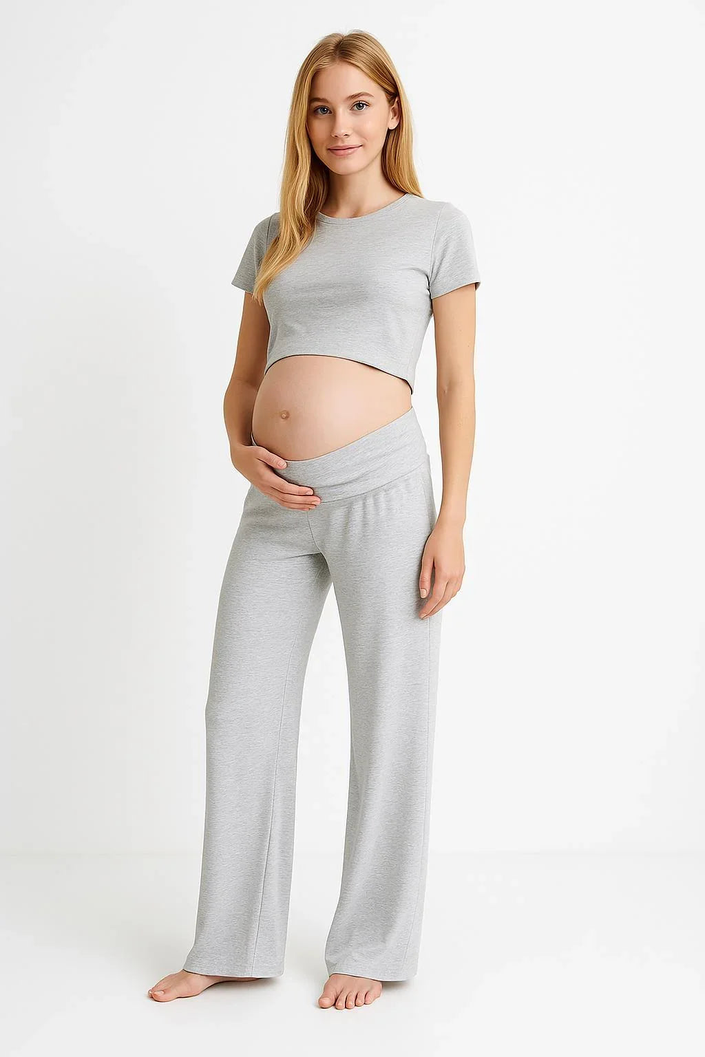 Straight Leg Fold-Back Waist Flexible Viscose Trousers VTP01