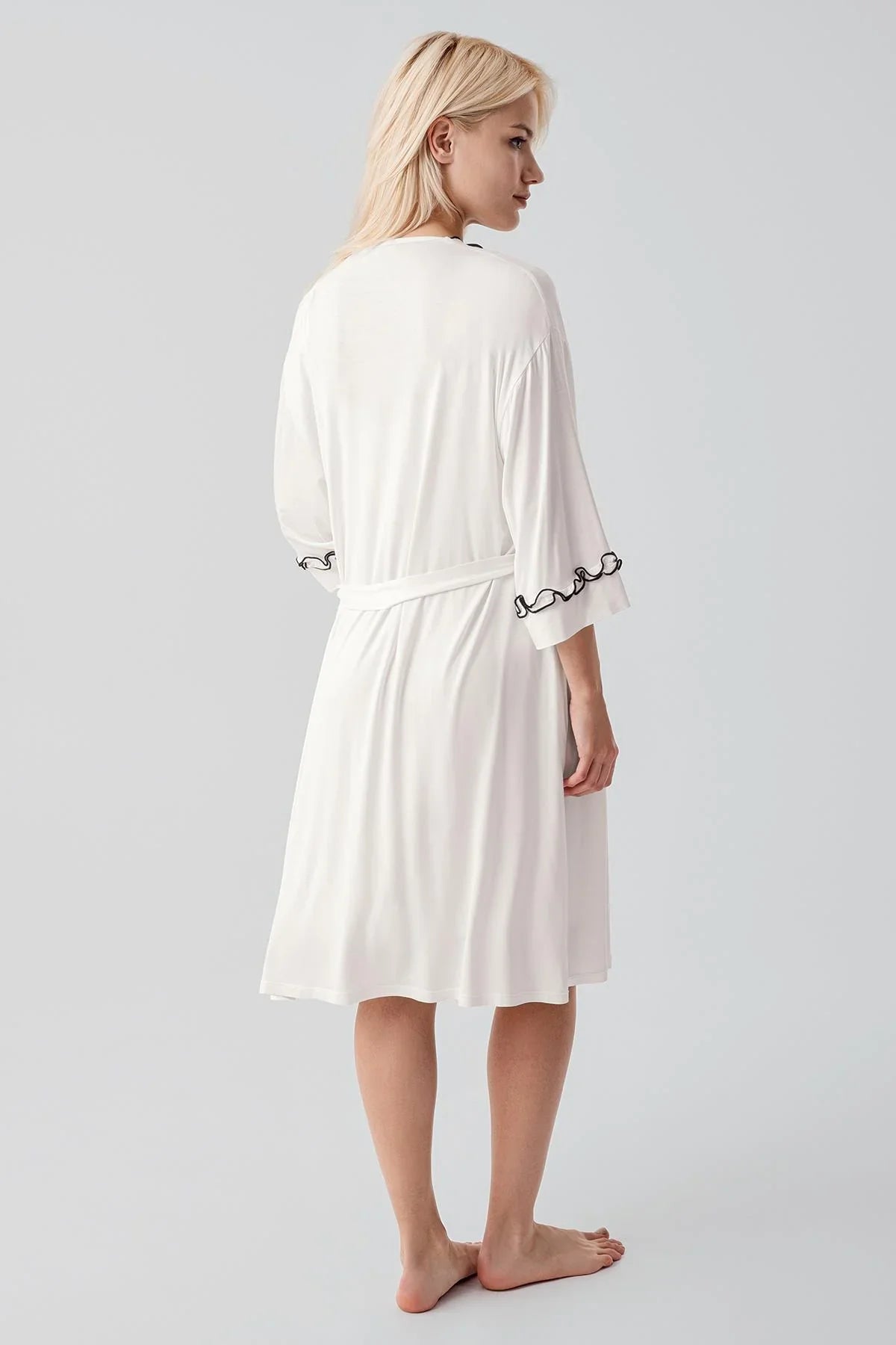 Askılı Kısa Esnek Likralı Viskoz Soft Hamile Sabahlık Gecelik Takım 19400