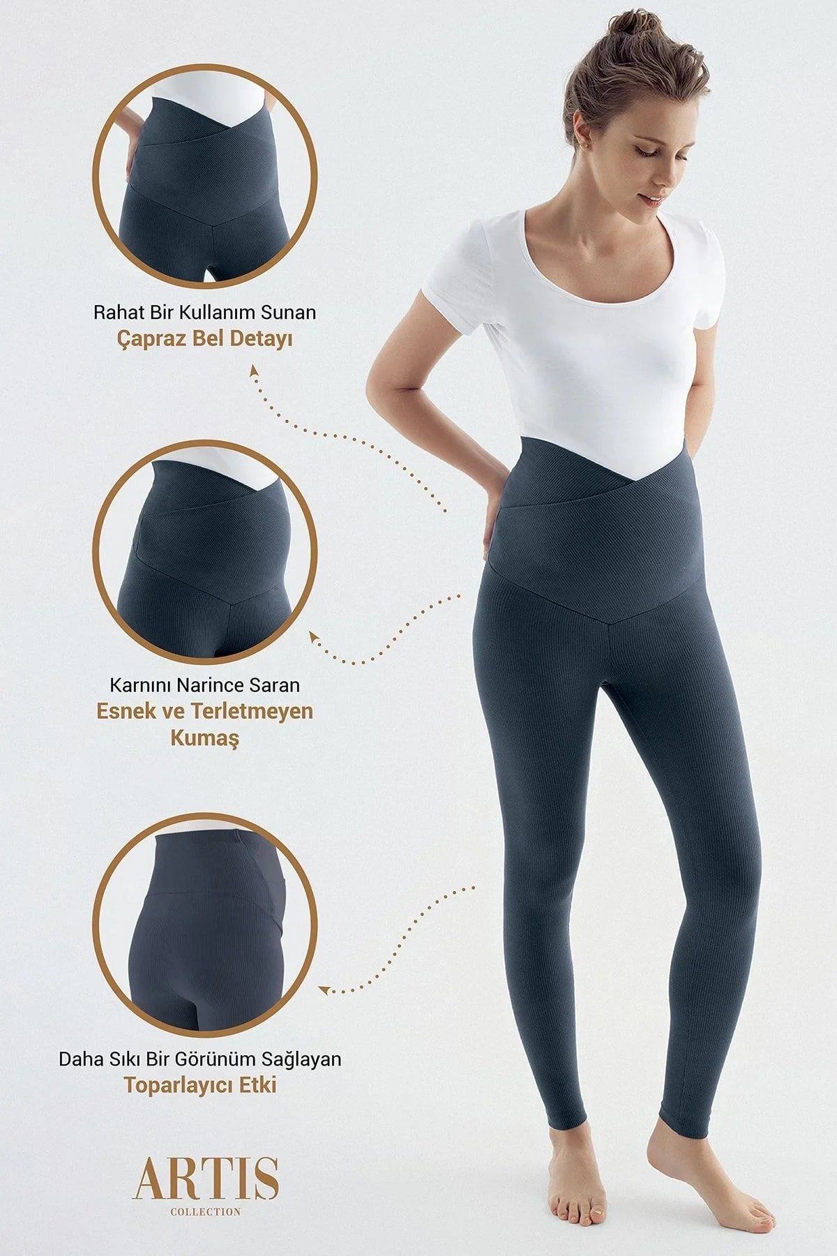 Ribbed Cross Belt High Waist Flexible Maternity Leggings F07