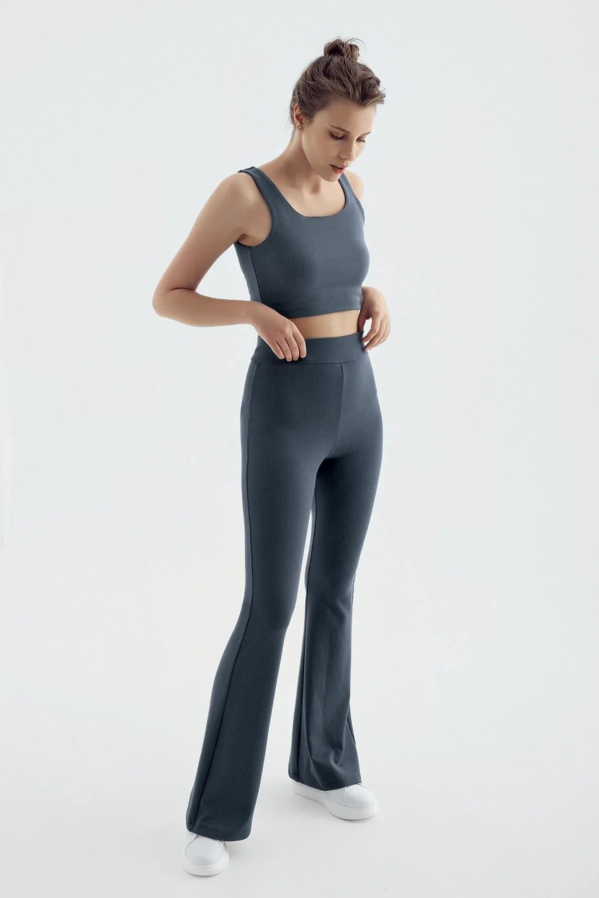 Fitilli İspanyol Paça Yüksek Bel Esnek Toparlayıcı Tayt F10