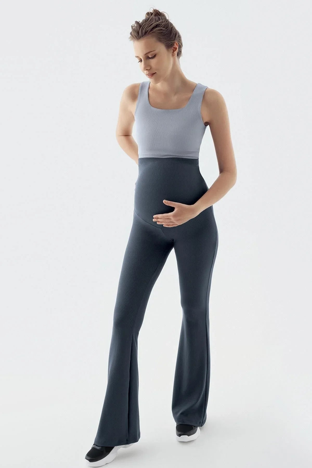 Fitilli Termal Şardonlu Sıcak Tutan Esnek Beli Ayarlanabilir Kışlık İspanyol Paça Hamile Tayt F15