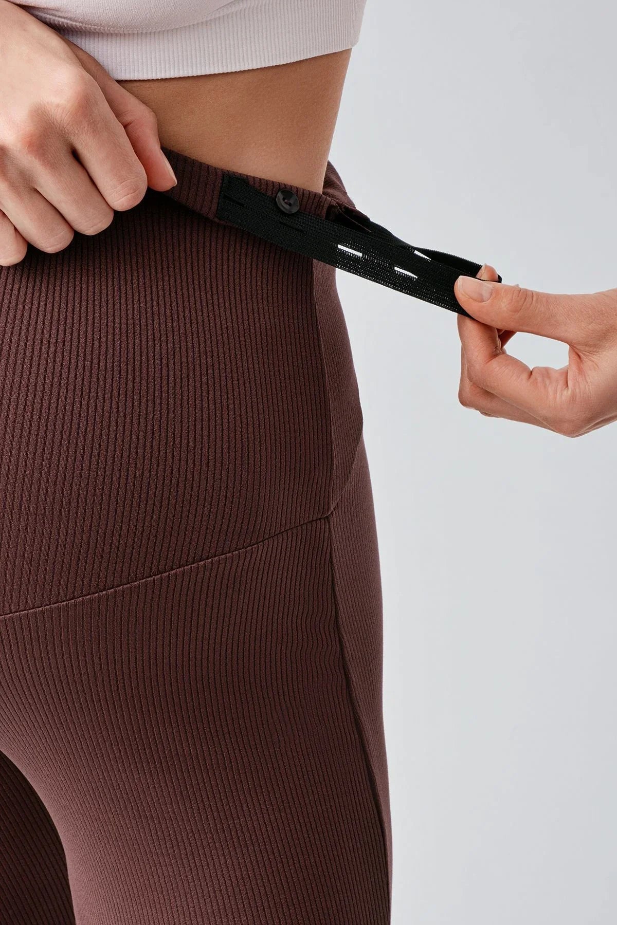 Fitilli Termal Şardonlu Sıcak Tutan Esnek Beli Ayarlanabilir Kışlık İspanyol Paça Hamile Tayt F15