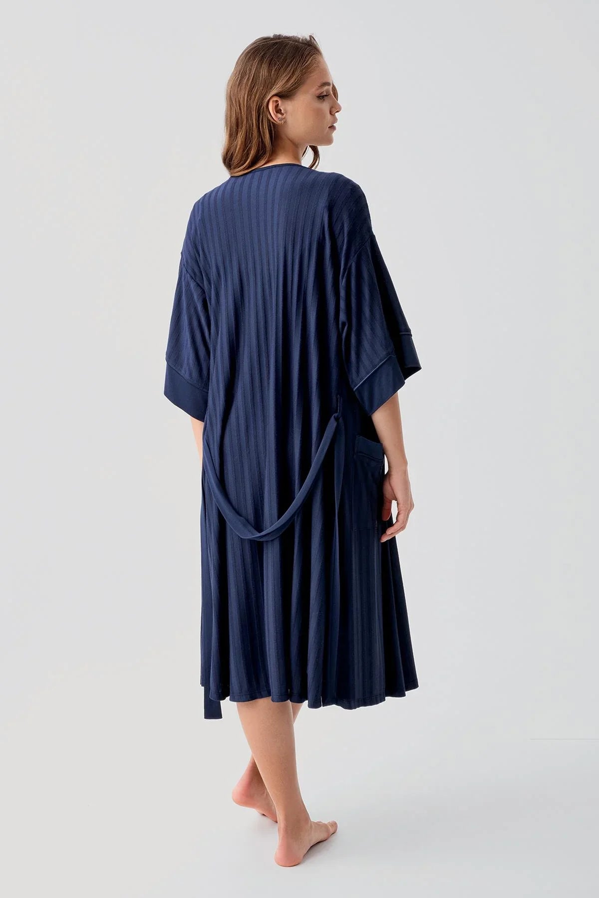 Strappy Nursing Compartment Flexible Lycra Viscose Soft Maternity Robe and Nightgown Set 19407
