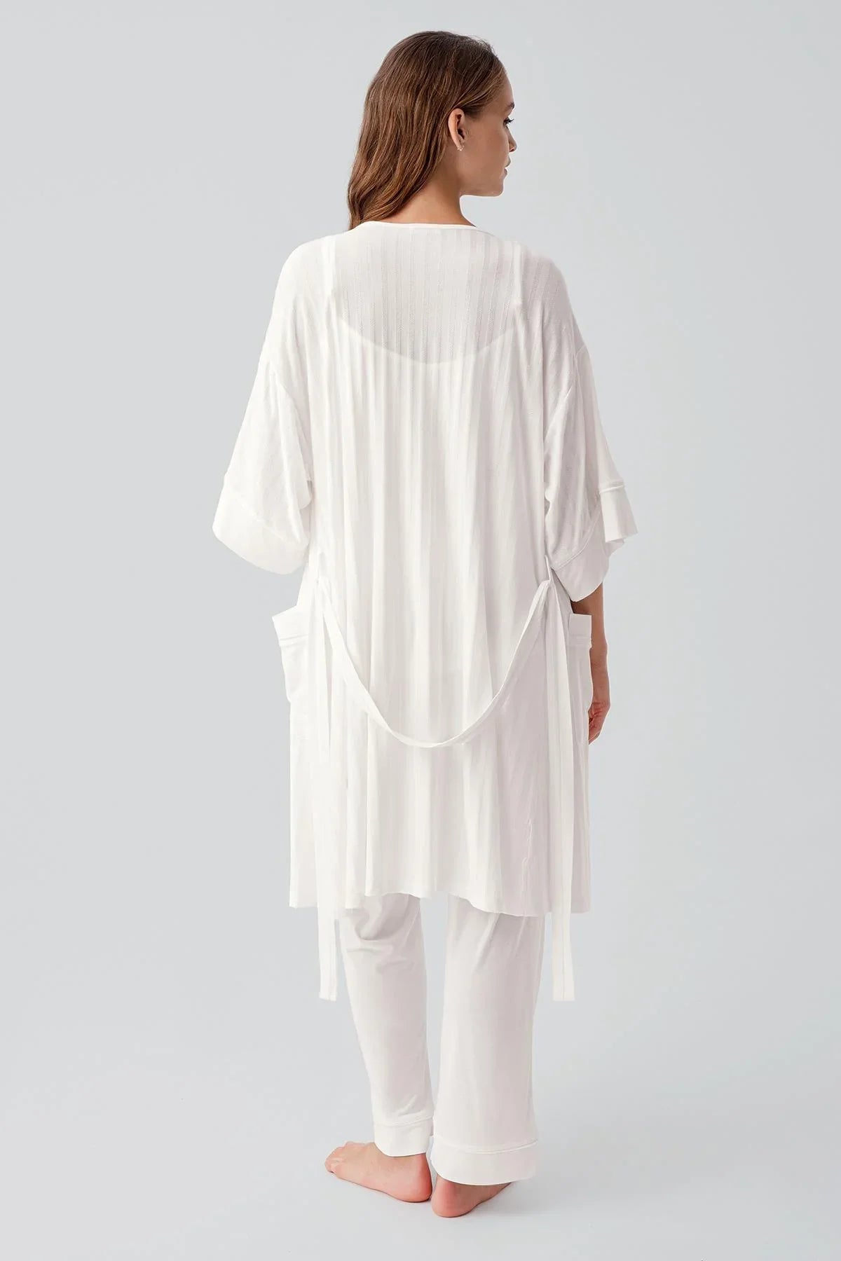 Strappy Flexible Viscose Maternity Nightgown and Pajama Set 19307