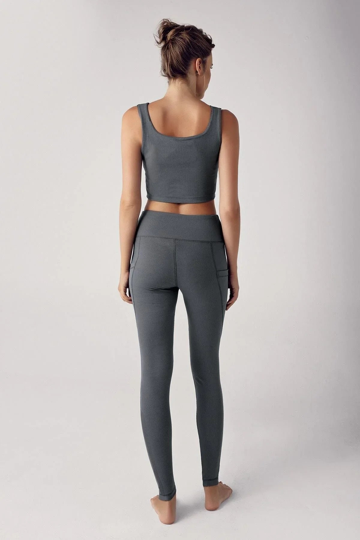 Kadın Fitilli Yüksek Bel Cepli Spor Tayt F05