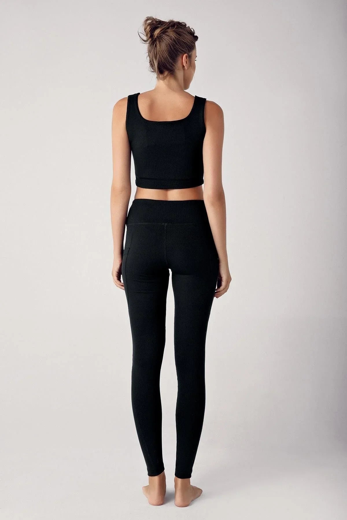 Kadın Fitilli Yüksek Bel Cepli Spor Tayt F05