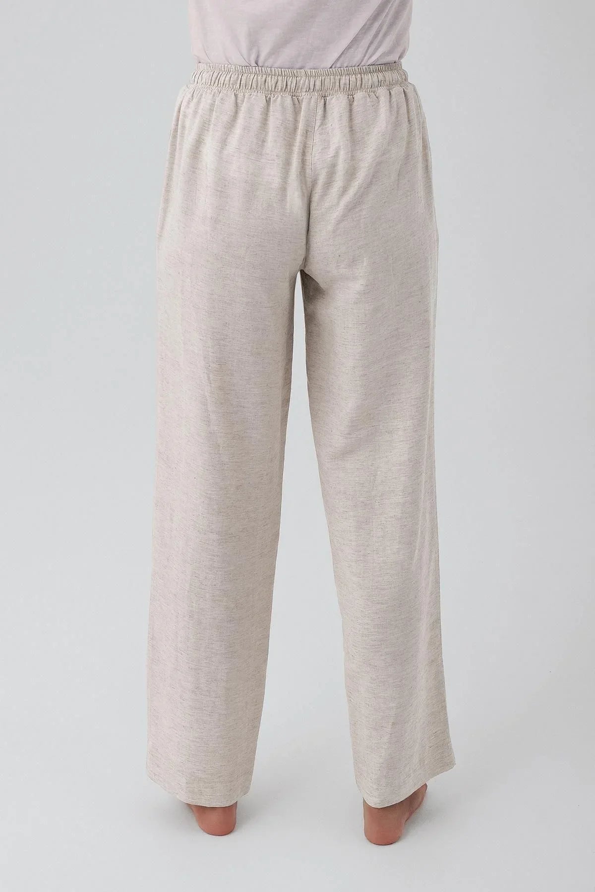 Kadın Keten Cepli Lastikli Boru Paça Pantolon K200 - Artış Collection