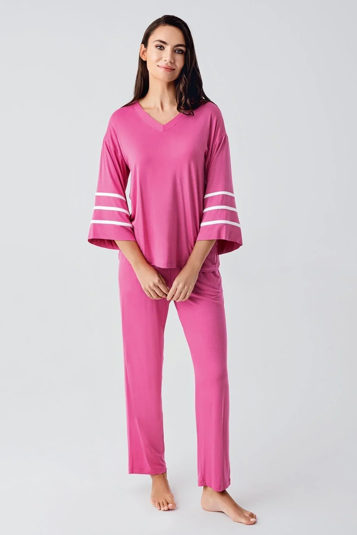 Kadın Kısa Kollu Esnek Viskoz Pijama Takım 22111 - Artış Collection