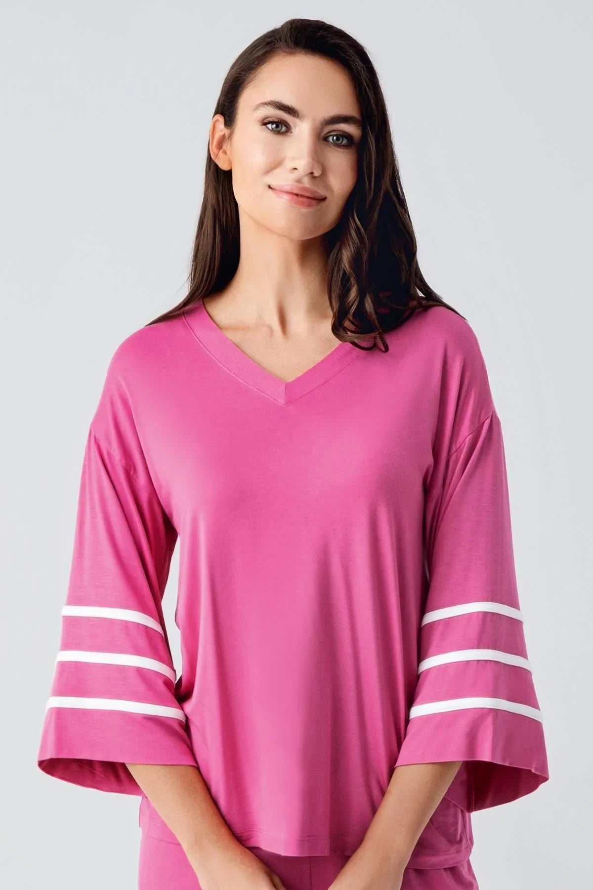 Kadın Kısa Kollu Esnek Viskoz Pijama Takım 22111 - Artış Collection