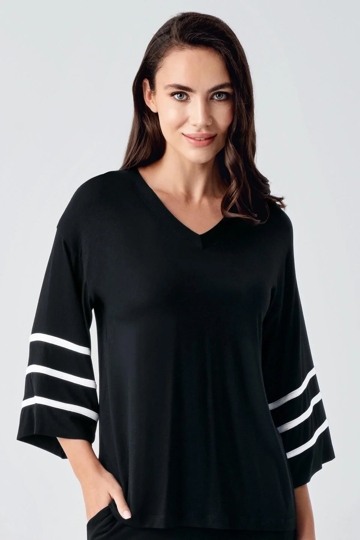 Kadın Kısa Kollu Esnek Viskoz Pijama Takım 22111 - Artış Collection