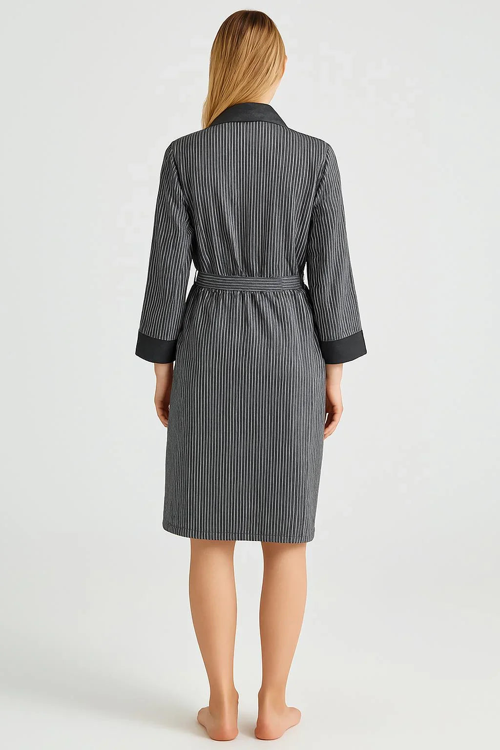 Kadın Uzun Kollu Esnek Viskoz Kısa Sabahlık 15506