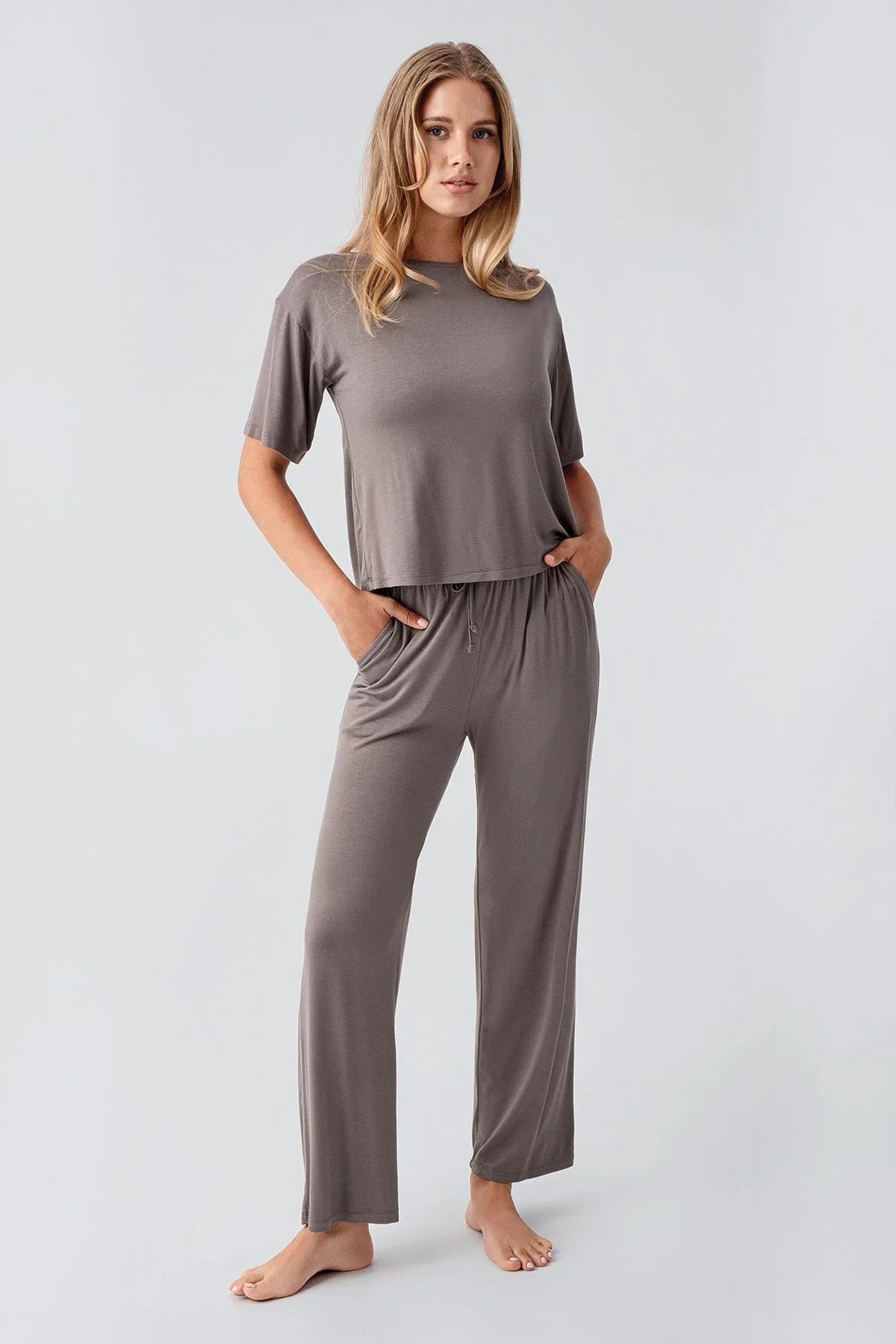 Kısa Kollu Esnek Viskoz Pijama Takım 18215 - Artış Collection