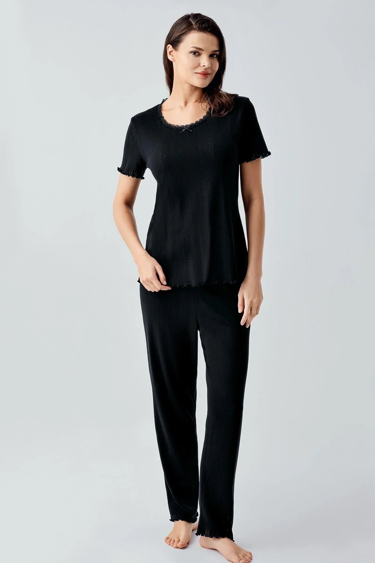 Short Sleeve Flexible Cotton Pajama Set 17209