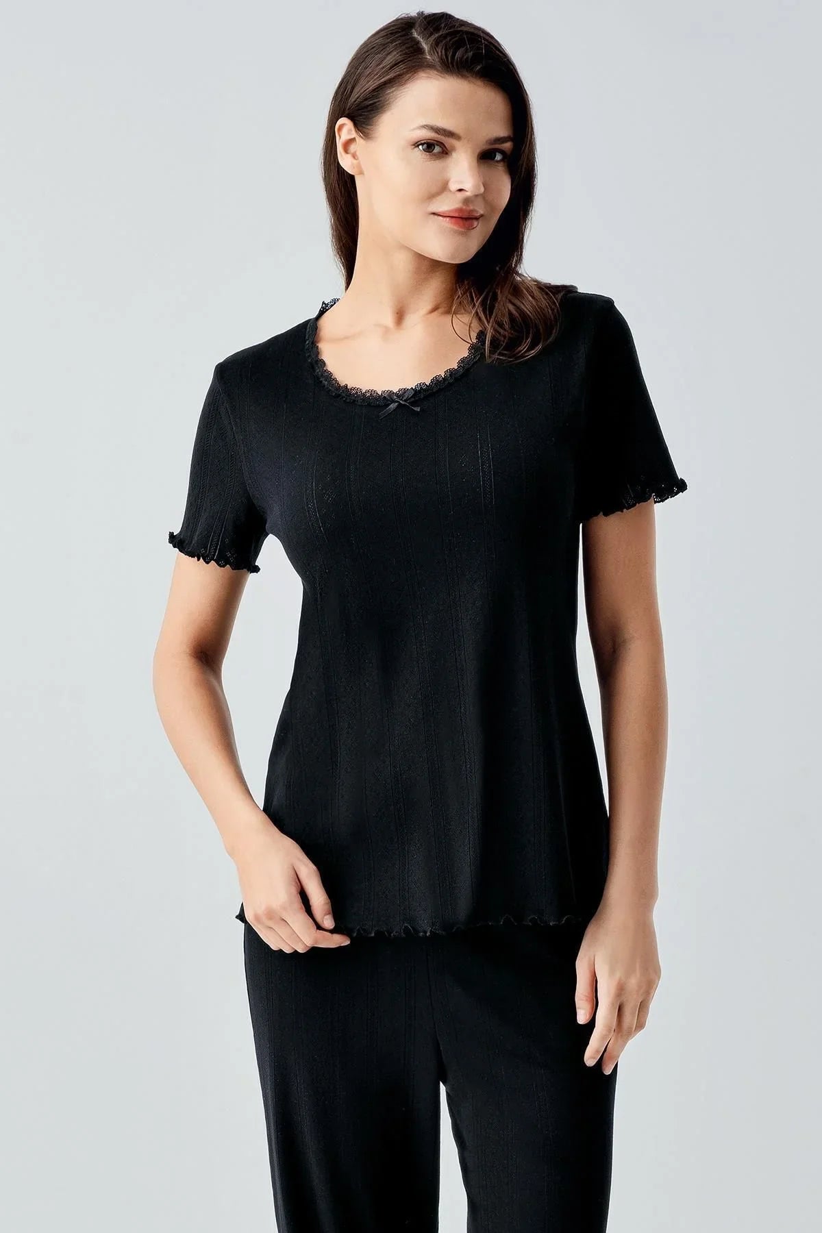 Short Sleeve Flexible Cotton Pajama Set 17209