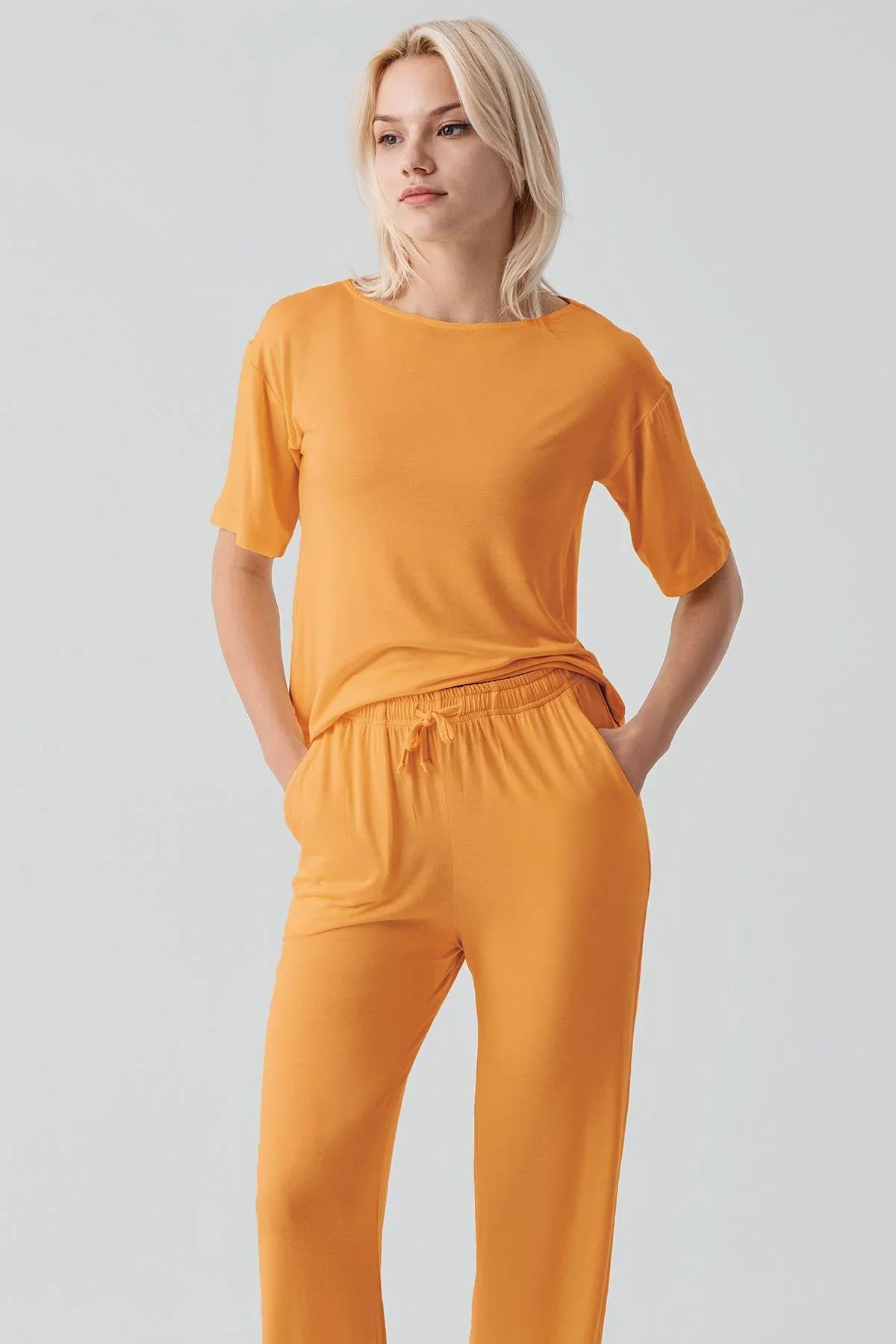 Kısa Kollu Basic Esnek Likralı Viskoz Soft Pijama Takım 18215