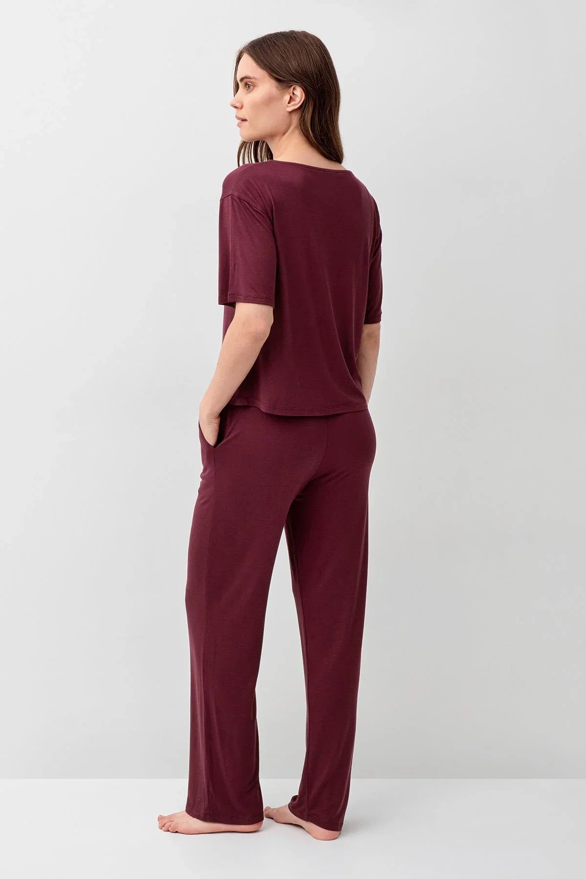 Kısa Kollu Basic Esnek Likralı Viskoz Soft Pijama Takım 18215 - Artış Collection