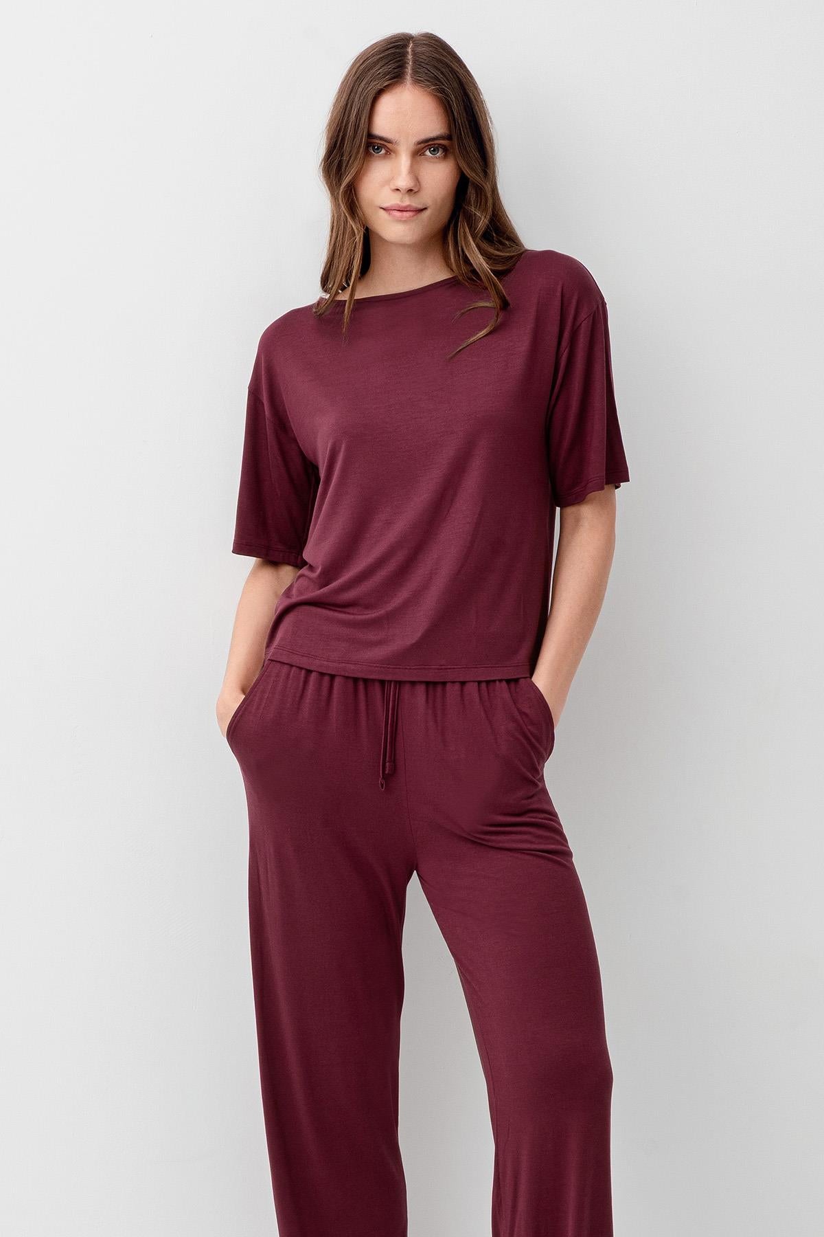 Short Sleeve Flexible Viscose Pajama Set 18215