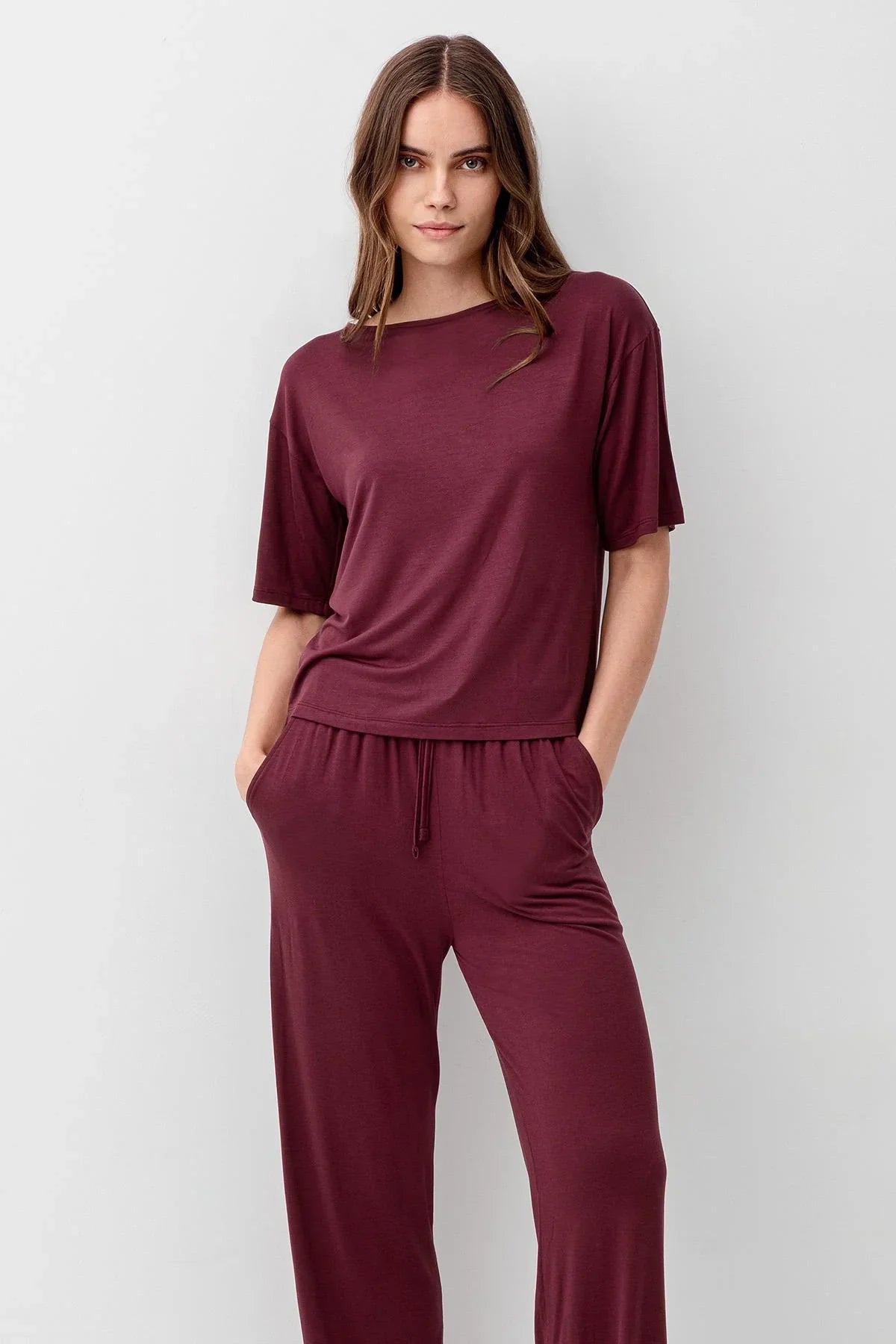 Kısa Kollu Basic Esnek Likralı Viskoz Soft Pijama Takım 18215 - Artış Collection